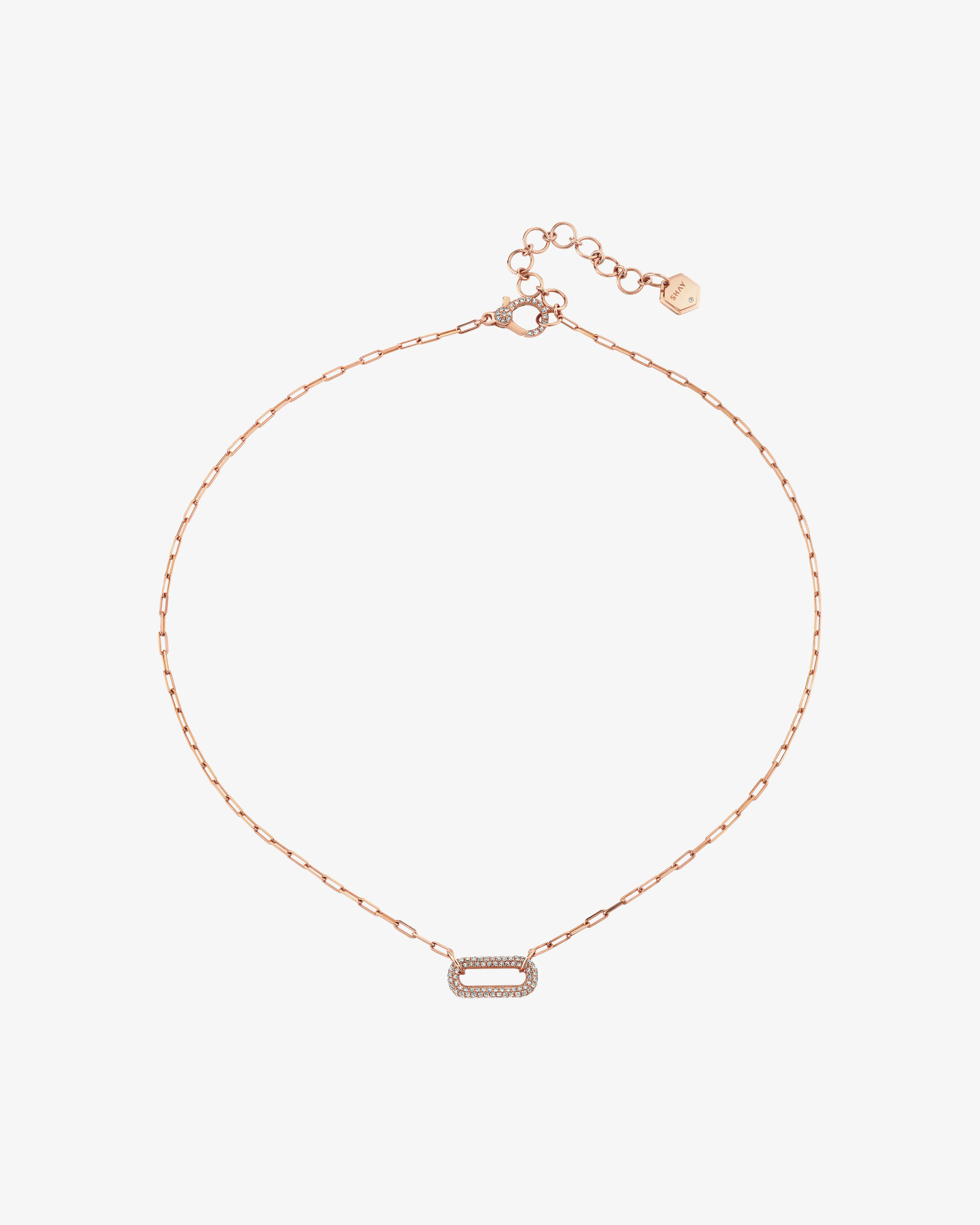 Shay - Women's Diamond Single Pave Cable Link Necklace - (Rose Gold)