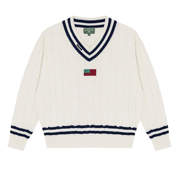 Denim Tears - Pan-African Flag Cricket Sweater - (White)