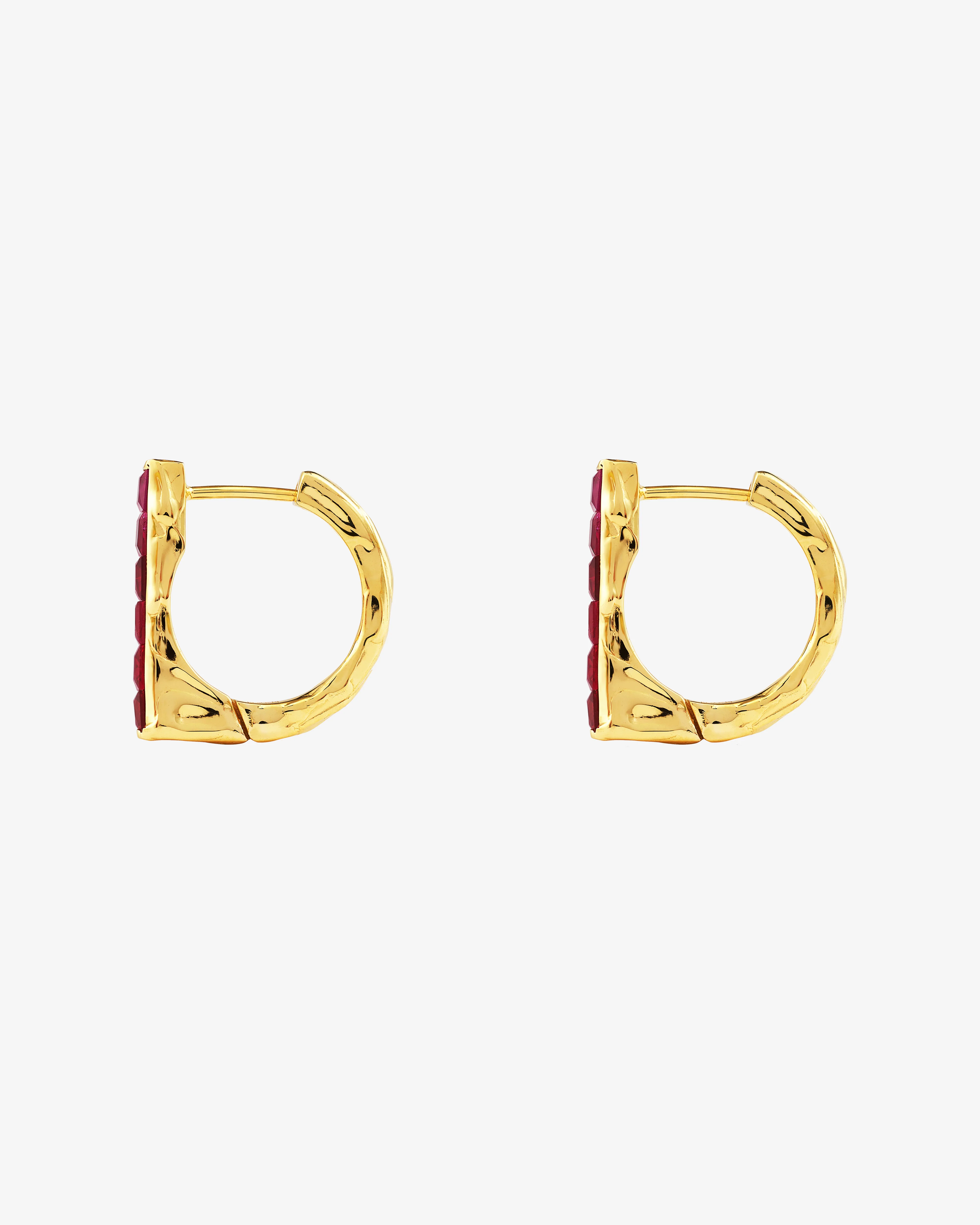 Patcharavipa - Women's Ruby Track Earrings - (Yellow Gold)