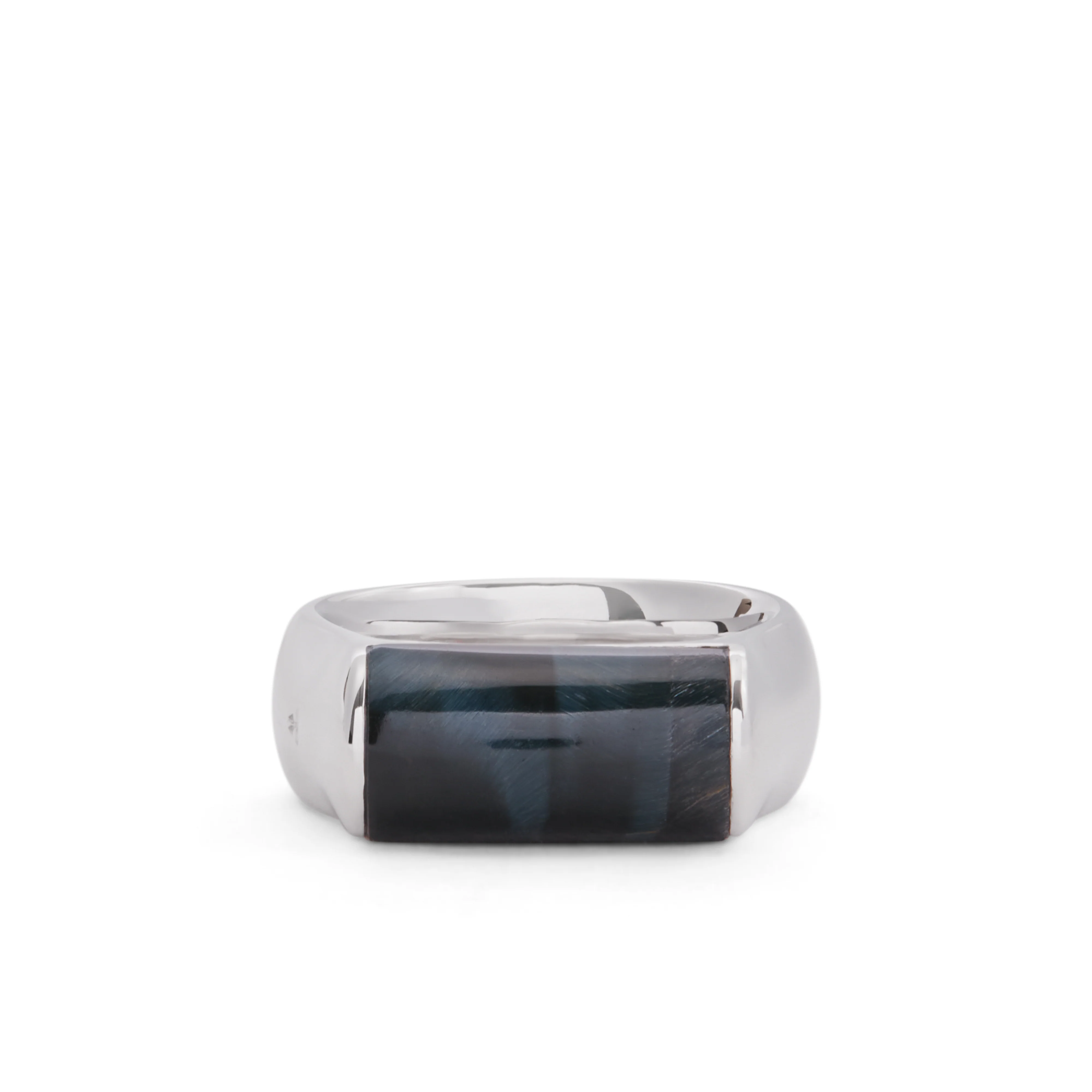Tom Wood - Crest Ring Blue Hawk Eye - (Silver)