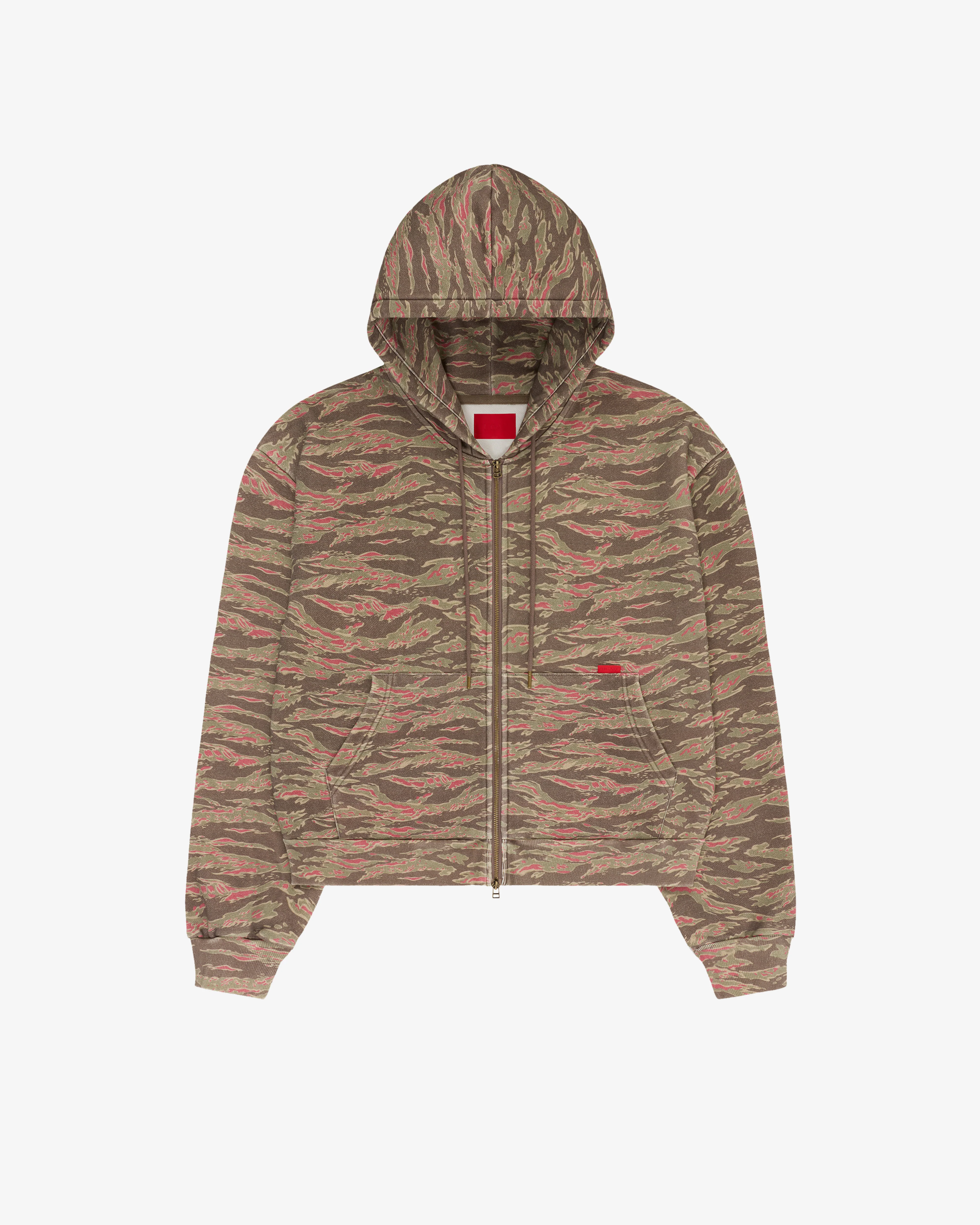 Fugazi - Men's Washed Tiger Camo Zip Hoodie - (Olive)