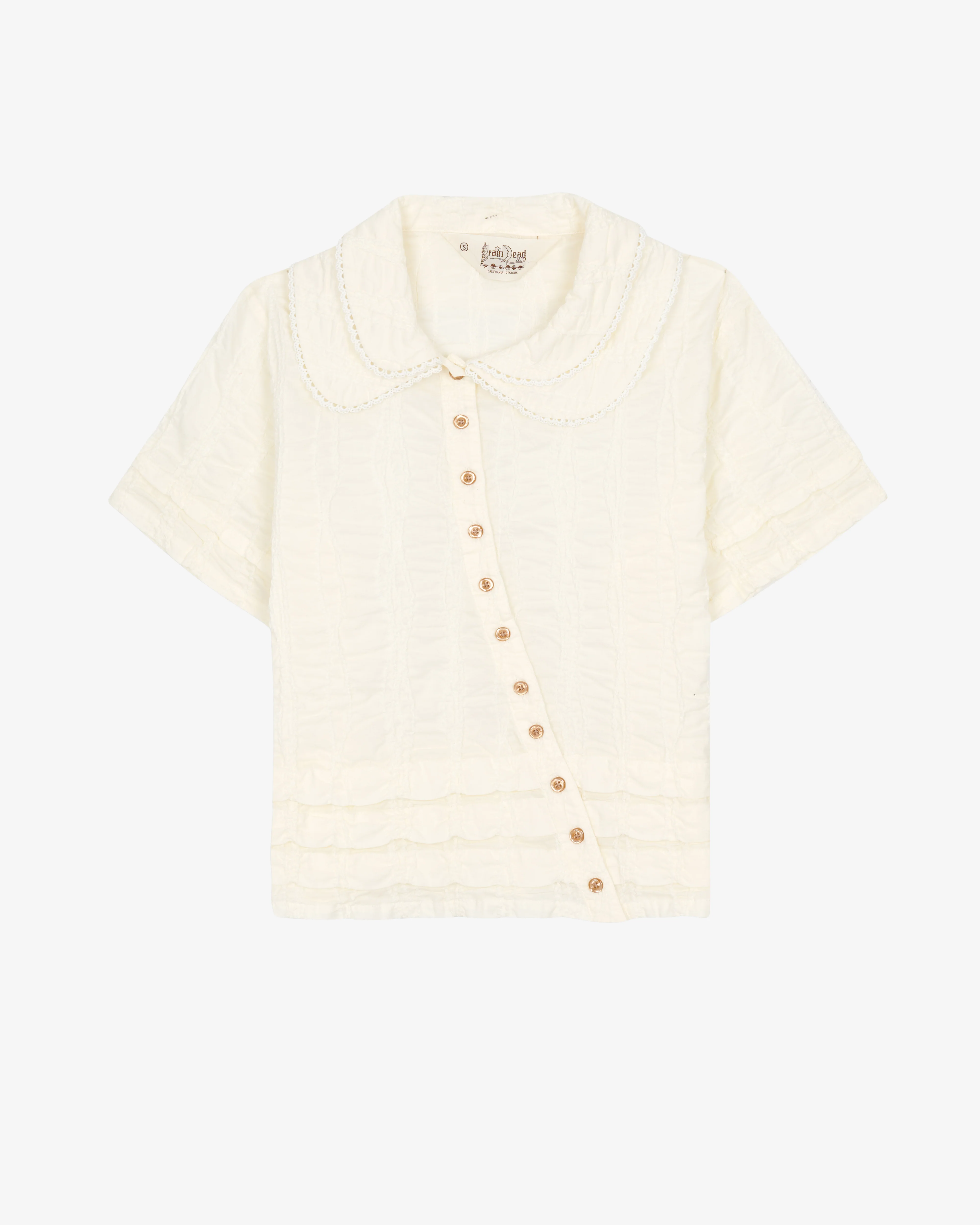 Brain Dead - Women's Twisted Seersucker Button Up Shirt - (Cream)