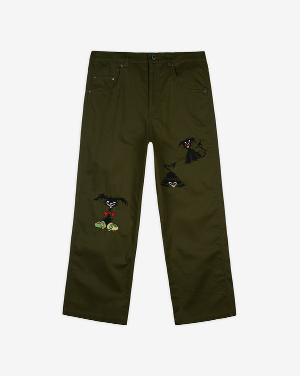 Brain Dead - Men
s Twisted Snout Embroidered Pant - (Olive)