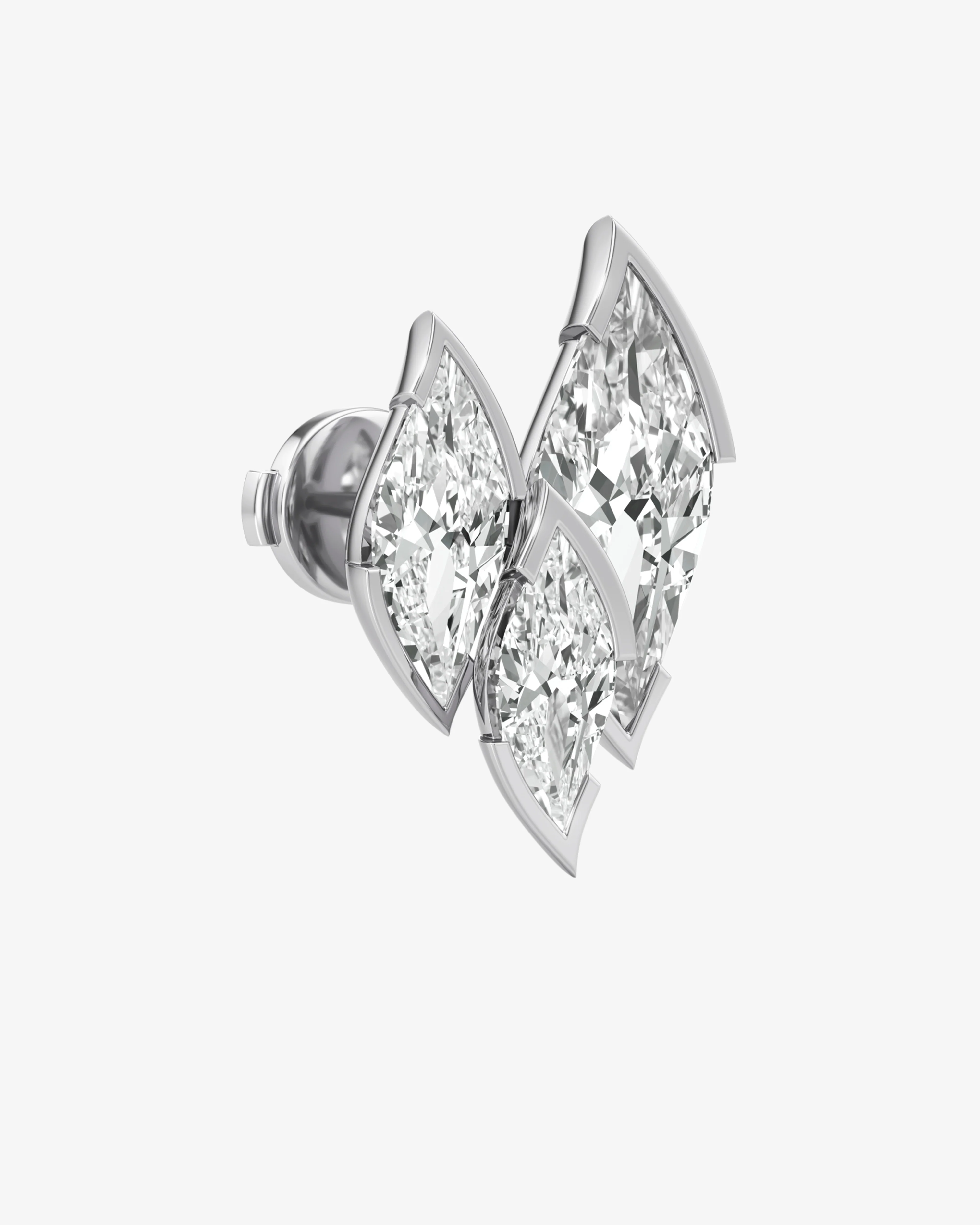 Unsaid - Flame Diamond Stud Earrings - (White Gold)