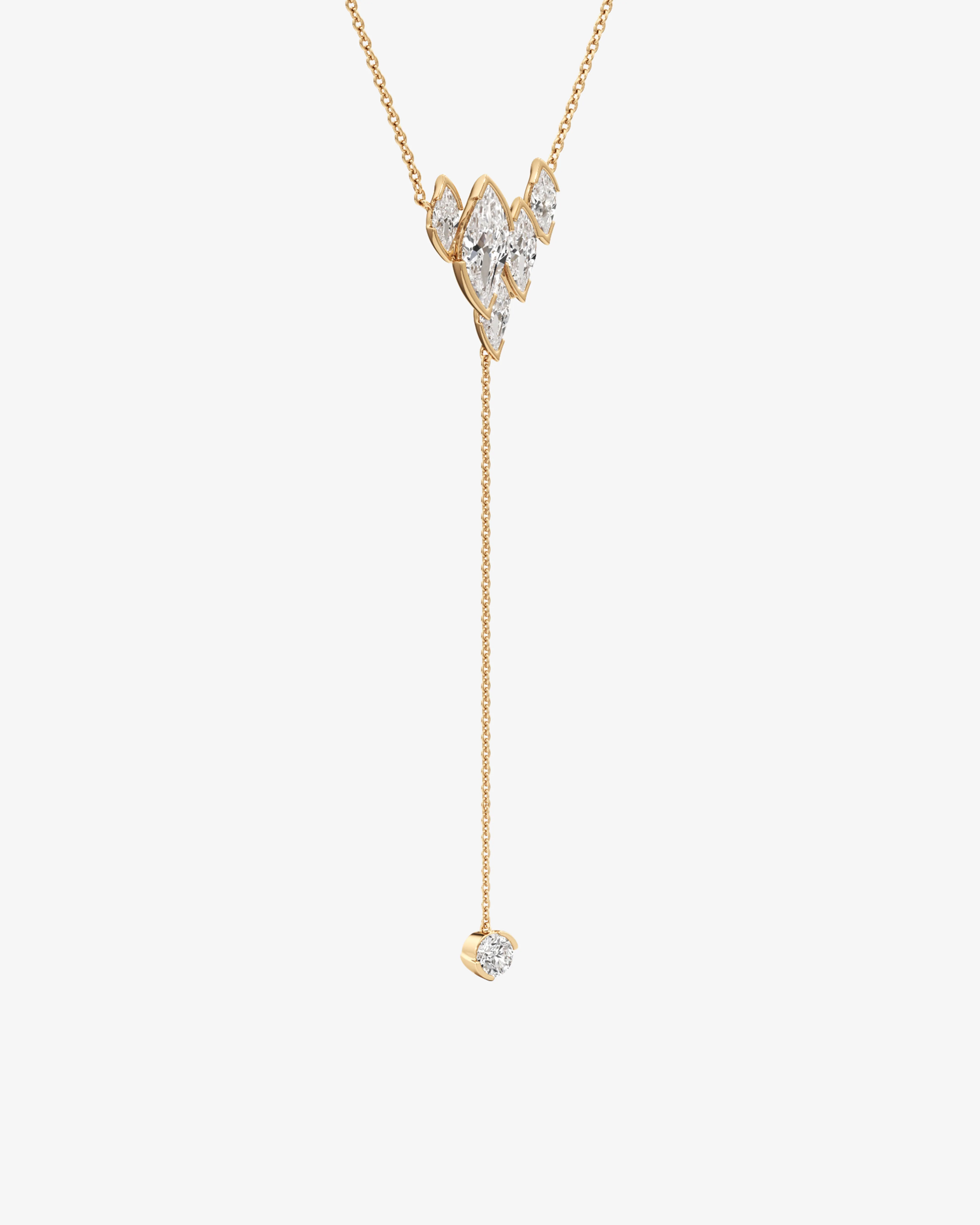 Unsaid - Women's Flame Diamond Lariat Necklace - (Yellow Gold)