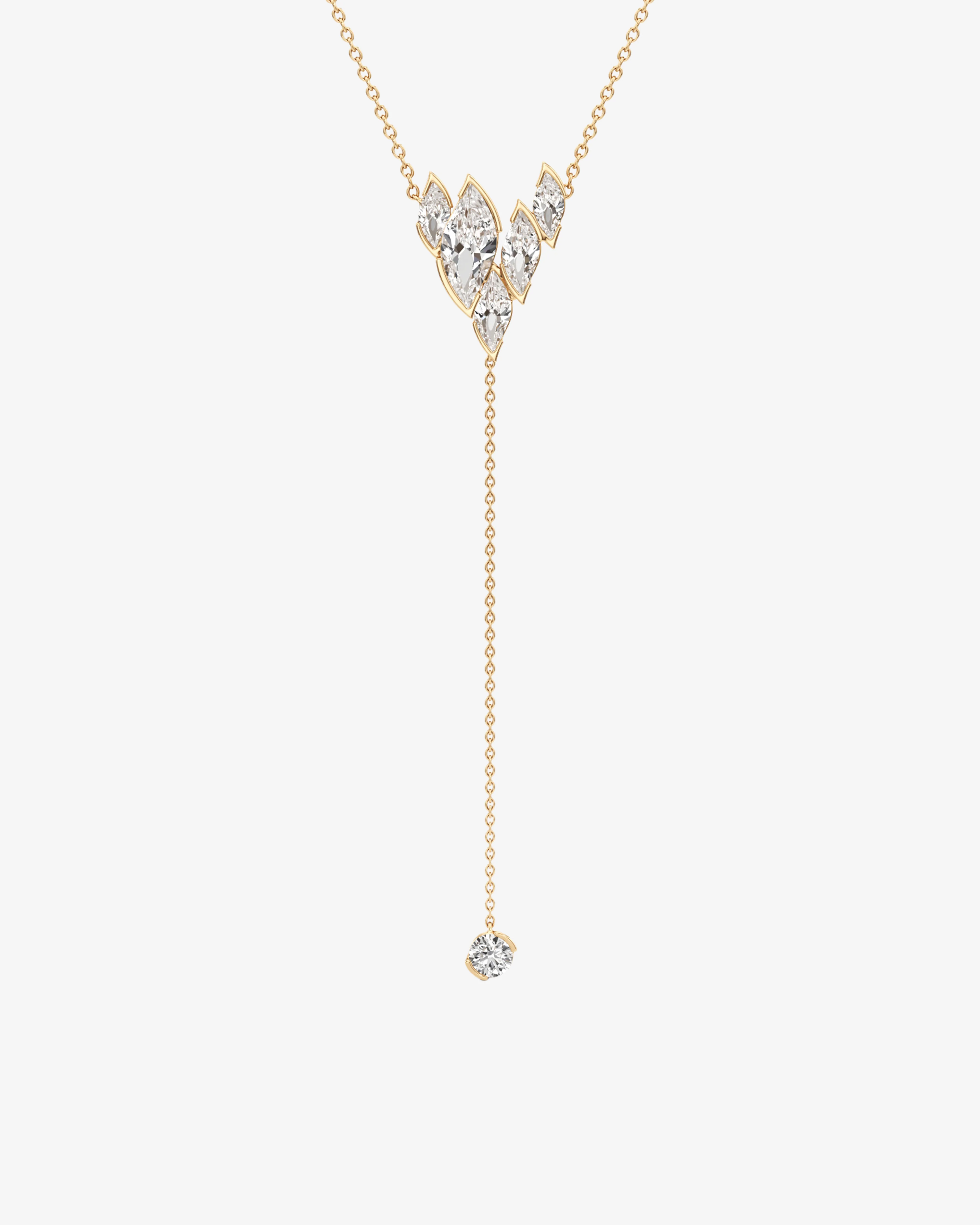 Unsaid - Women's Flame Diamond Lariat Necklace - (Yellow Gold)