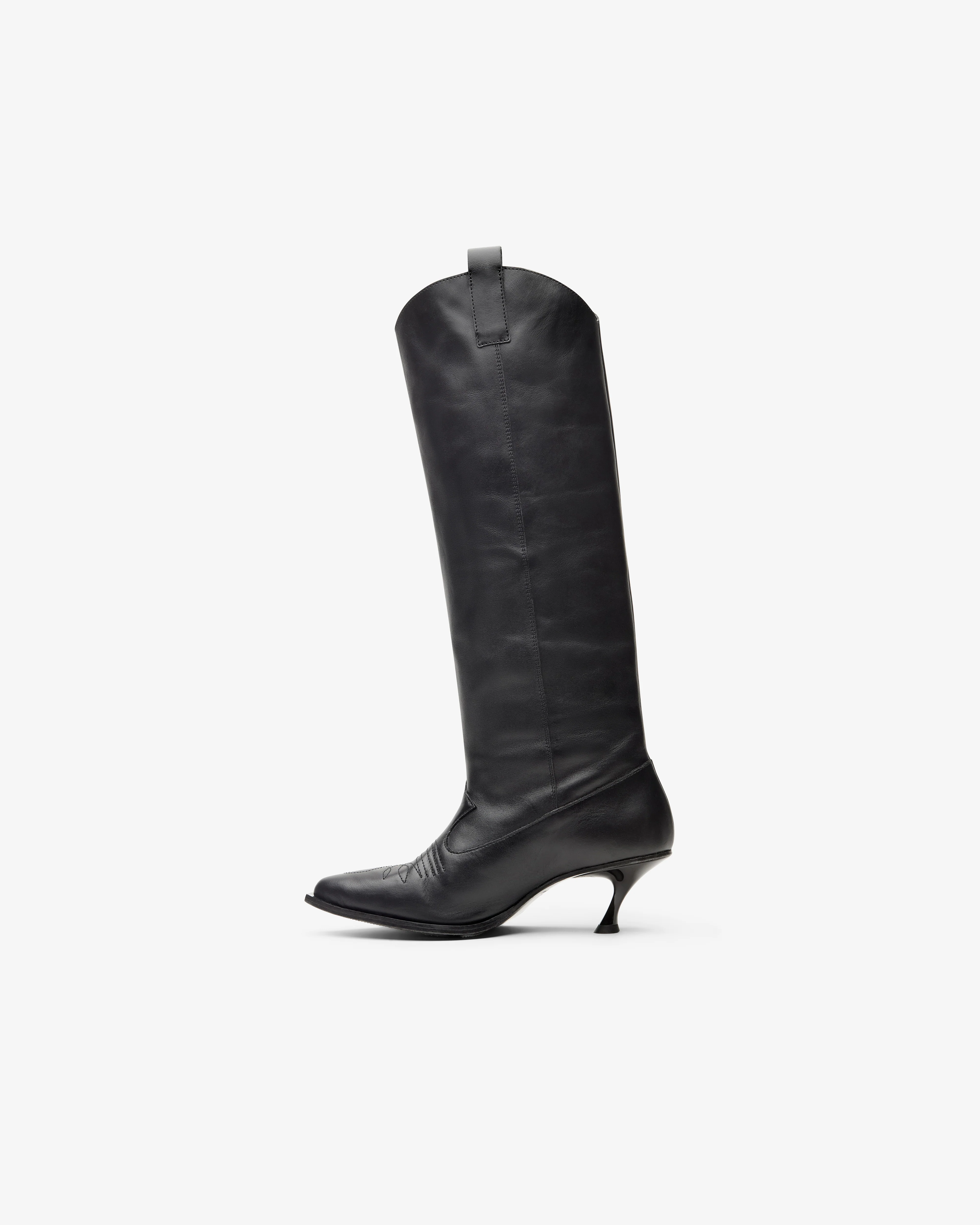 Vaquera - Women's Kitten Cowgirl Boot - (Black)