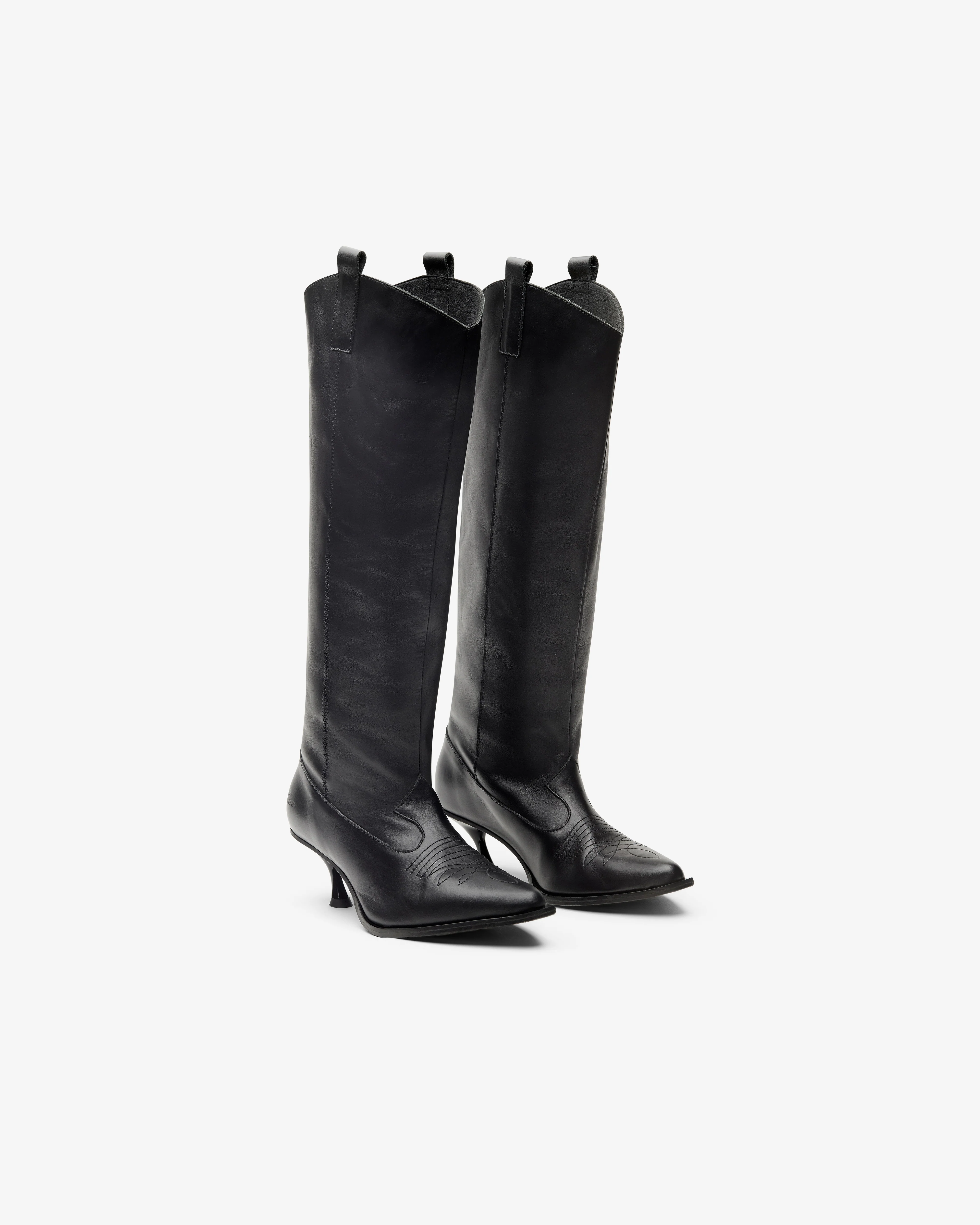 Vaquera - Women's Kitten Cowgirl Boot - (Black)