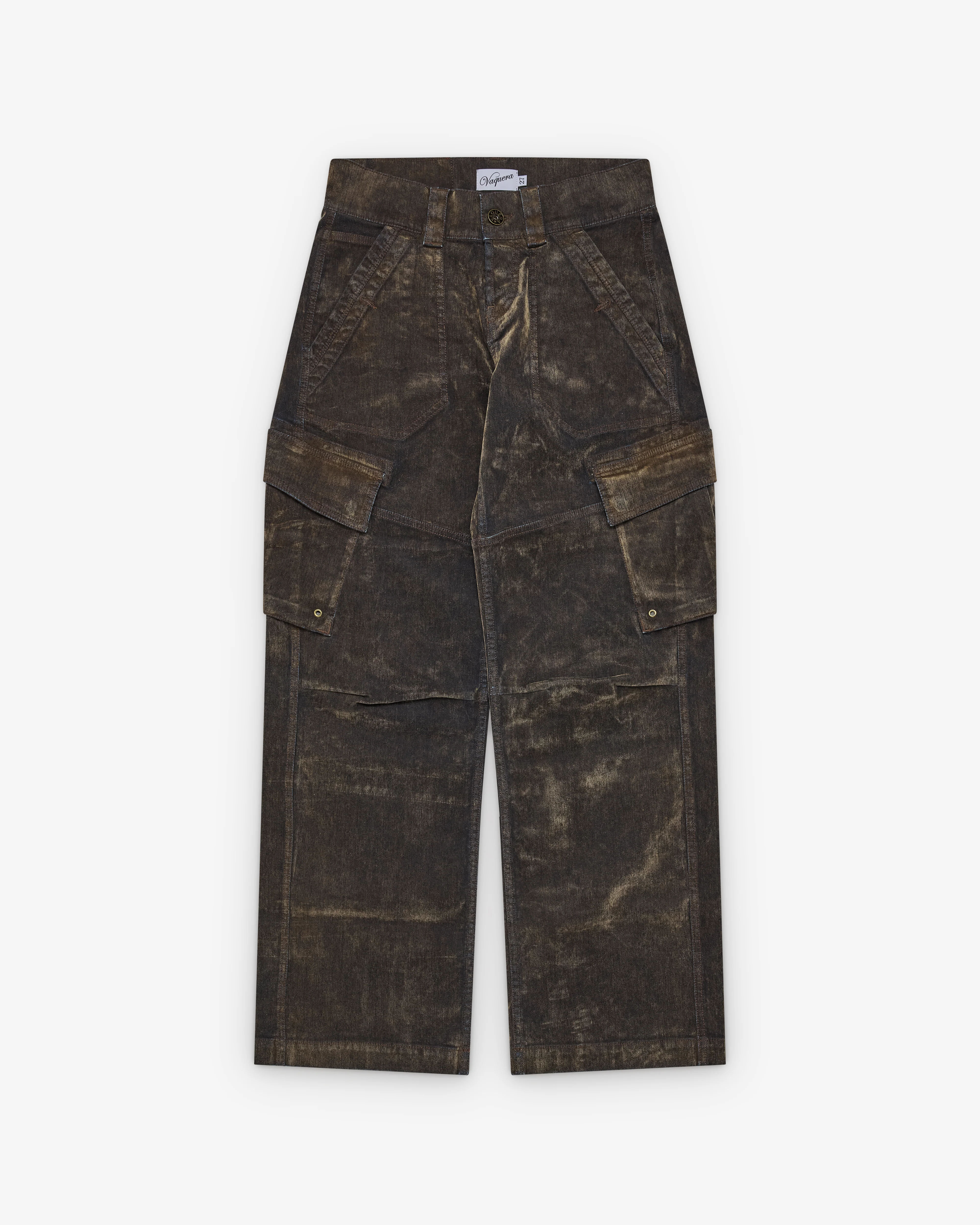 Vaquera - Women's Flocked Denim Workwear Pants - (Brown)
