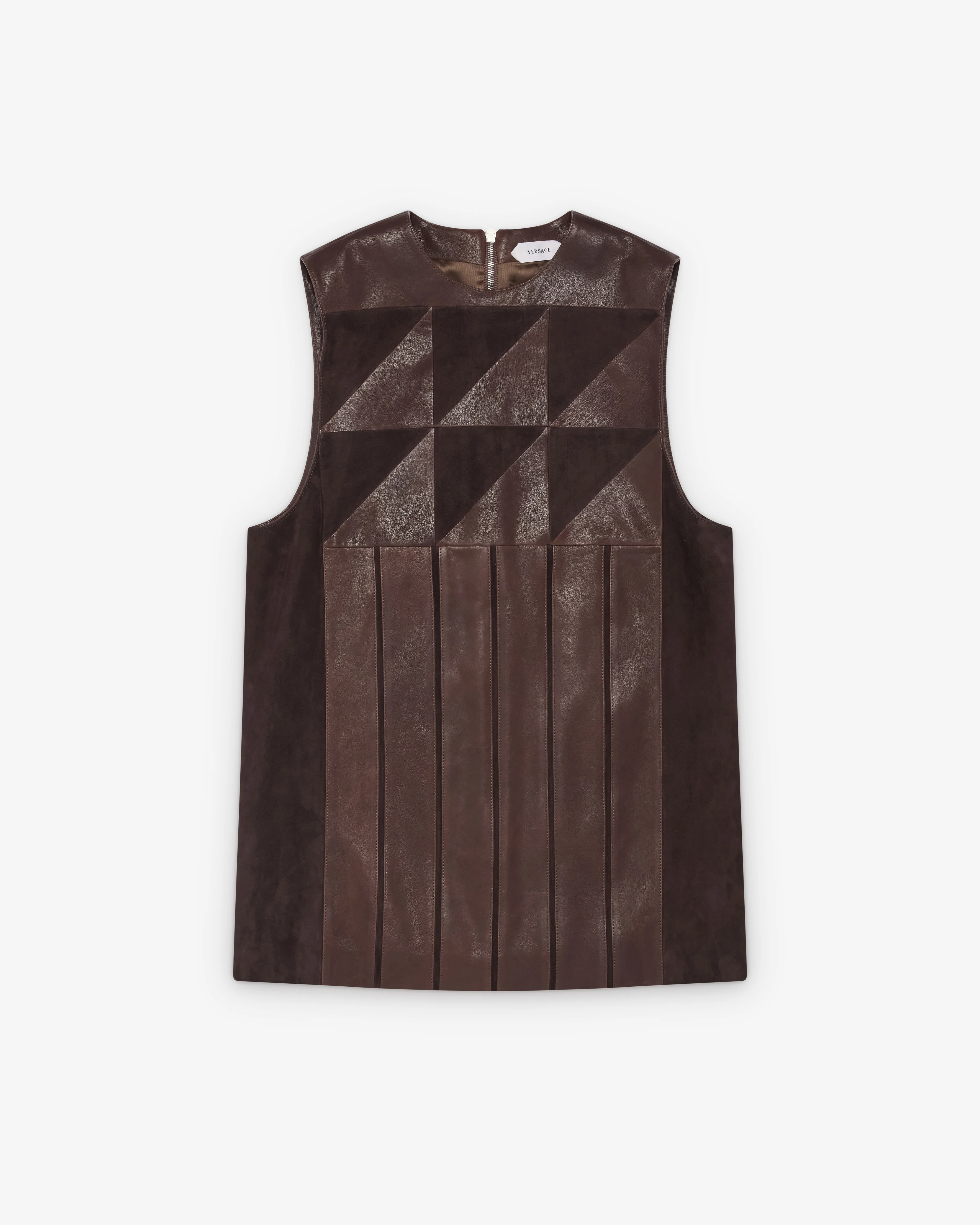 Versace - Women's Leather Patchwork Mini Dress - (Brown)
