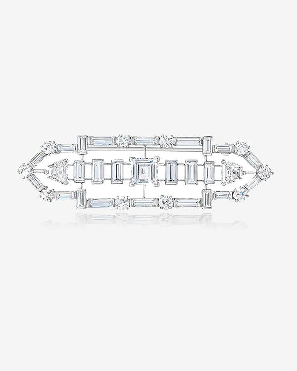 Mindi Mond - Art Deco Brooch - (White Gold)