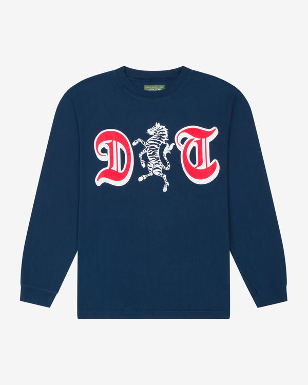 Denim Tears - Men
s Zebra Crest Long Sleeve T-Shirt - (Navy)