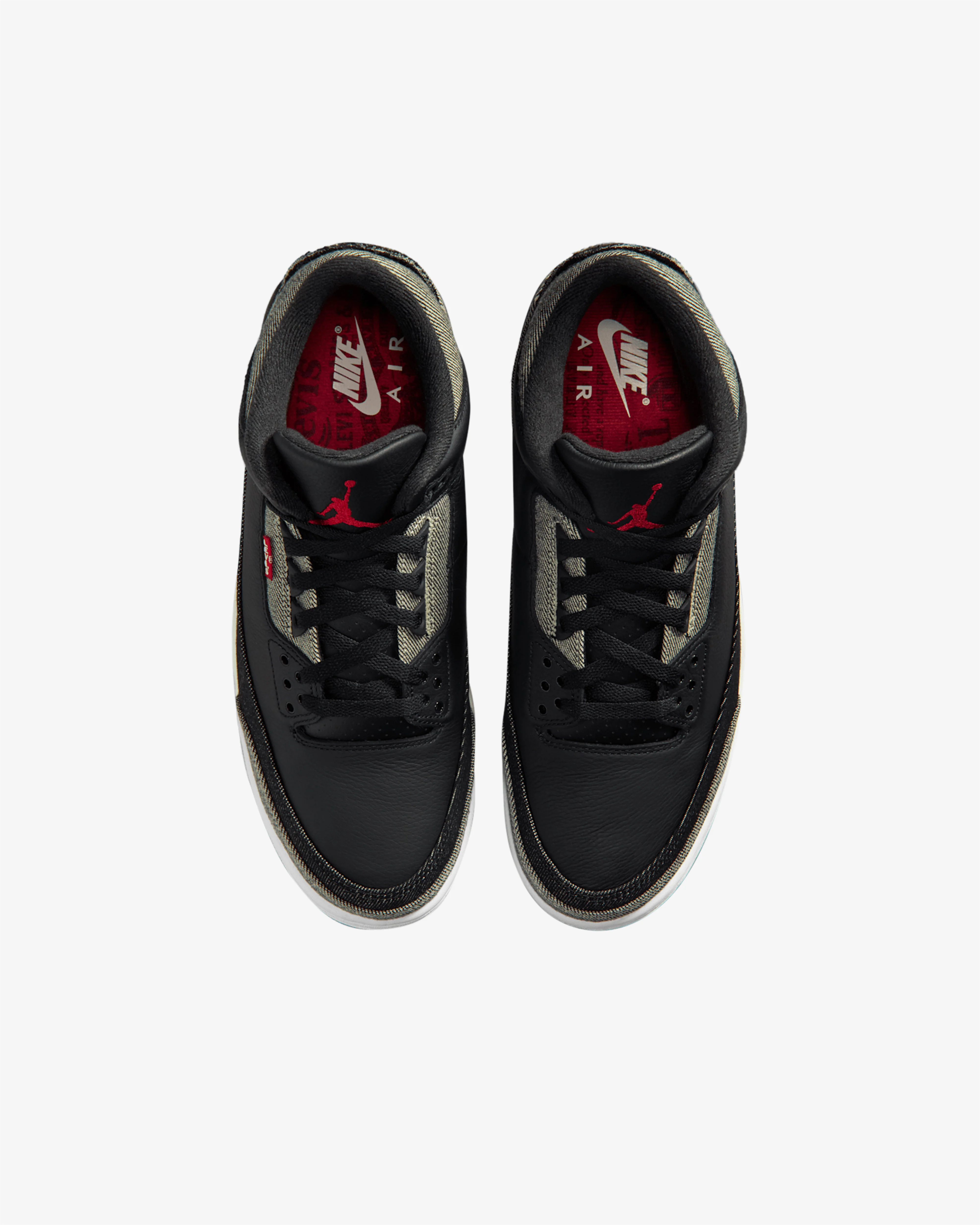 Nike - Levi's Men's Air Jordan 3 Sneakers - (Denim/Black/Gym Red)
