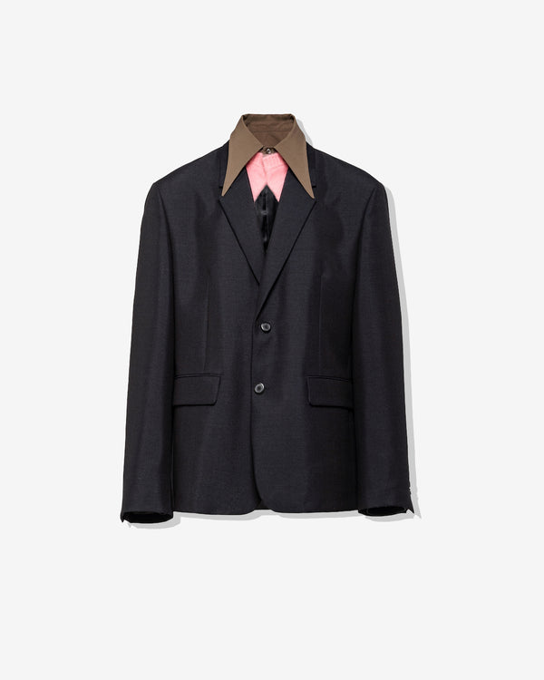 Prada - Men
s Single-Breasted Jacket with Removeable Collar - (Navy)