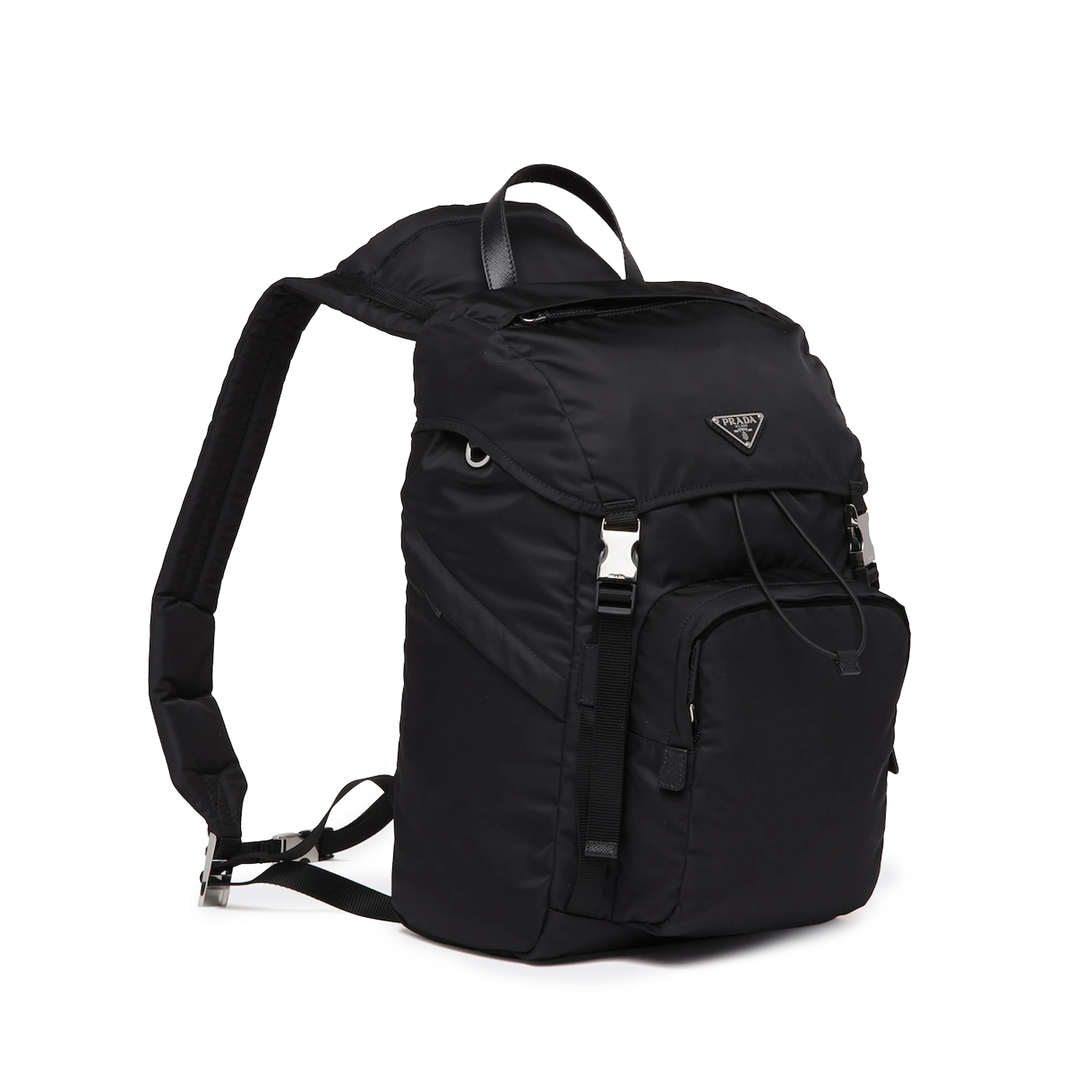 Prada - Men's Re-Nylon and Saffiano Leather Backpack - (Black)