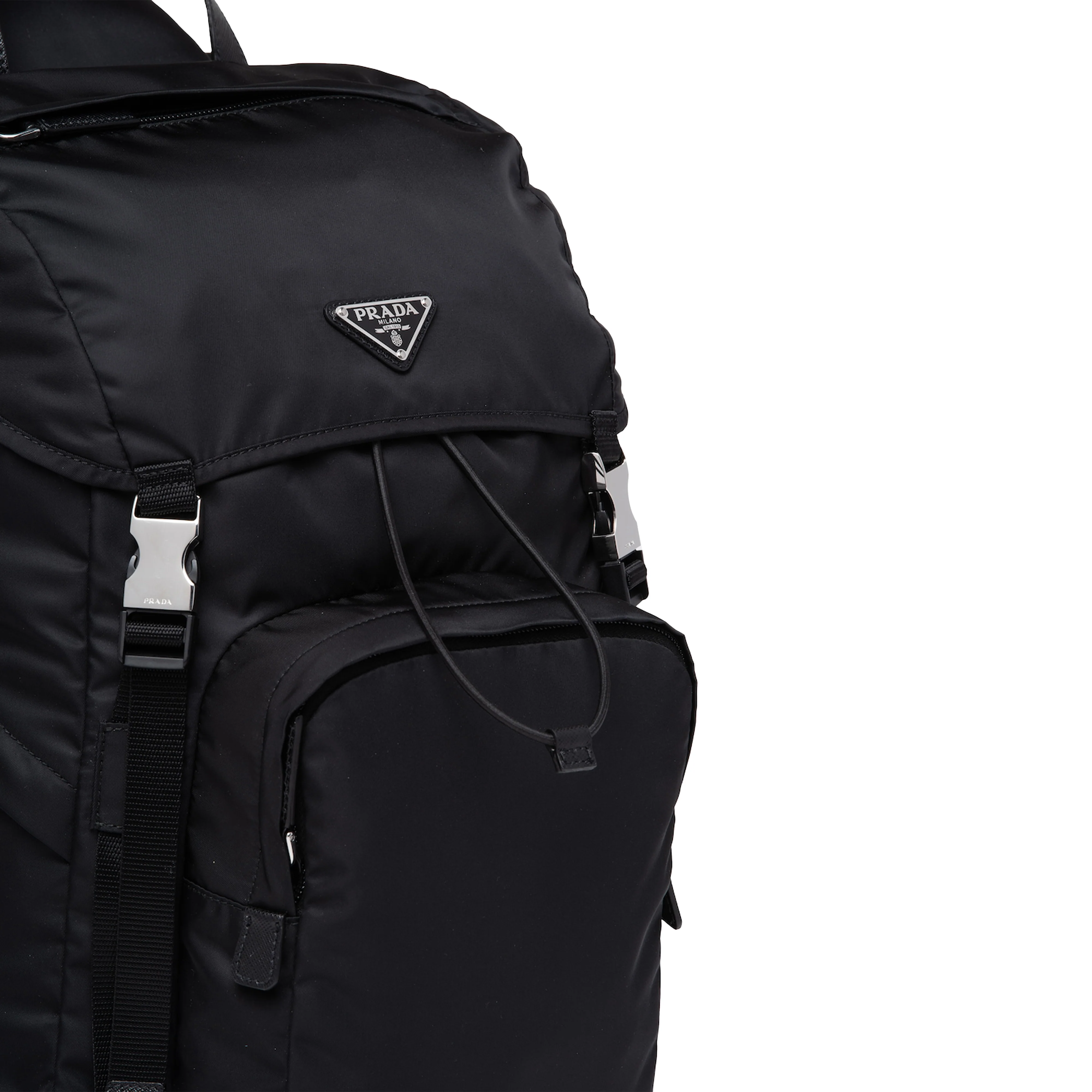 Prada - Men's Re-Nylon and Saffiano Leather Backpack - (Black)
