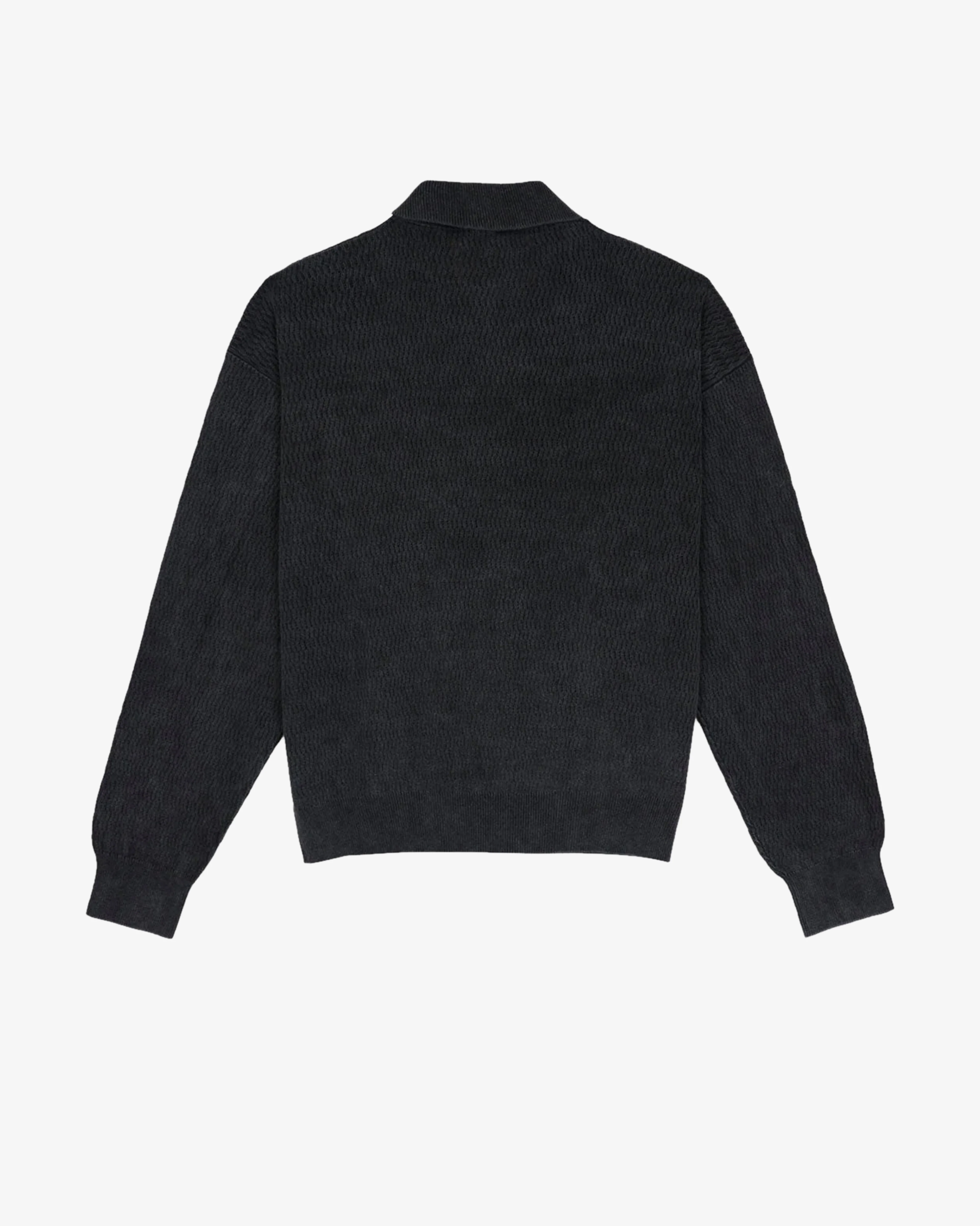 Brain Dead - Men's Pigment Dyed Long Sleeve Polo Sweater - (Ink)