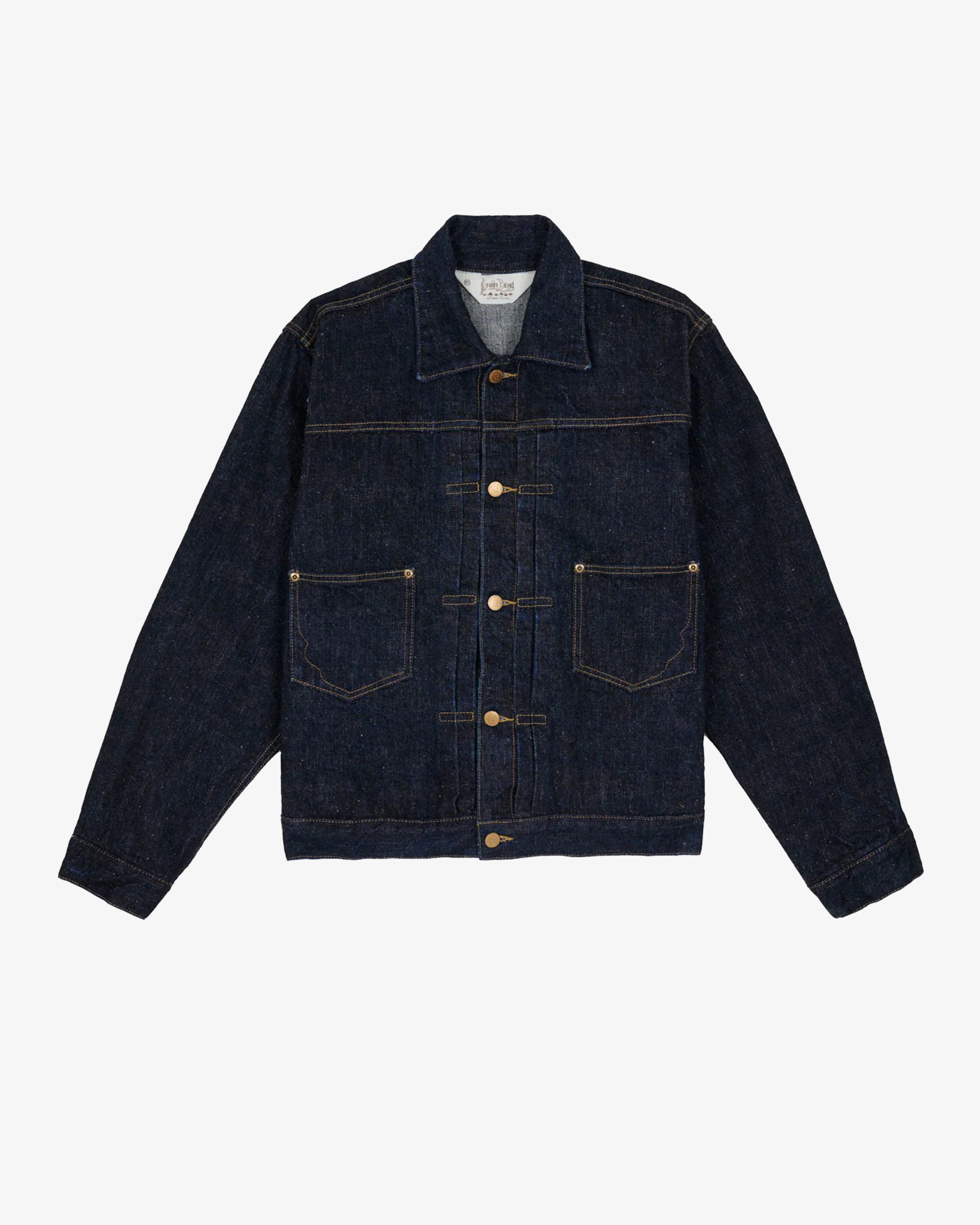 Brain Dead - Men's 15.5oz Selvedge Denim Trucker Jacket - (Rinsed Indigo)
