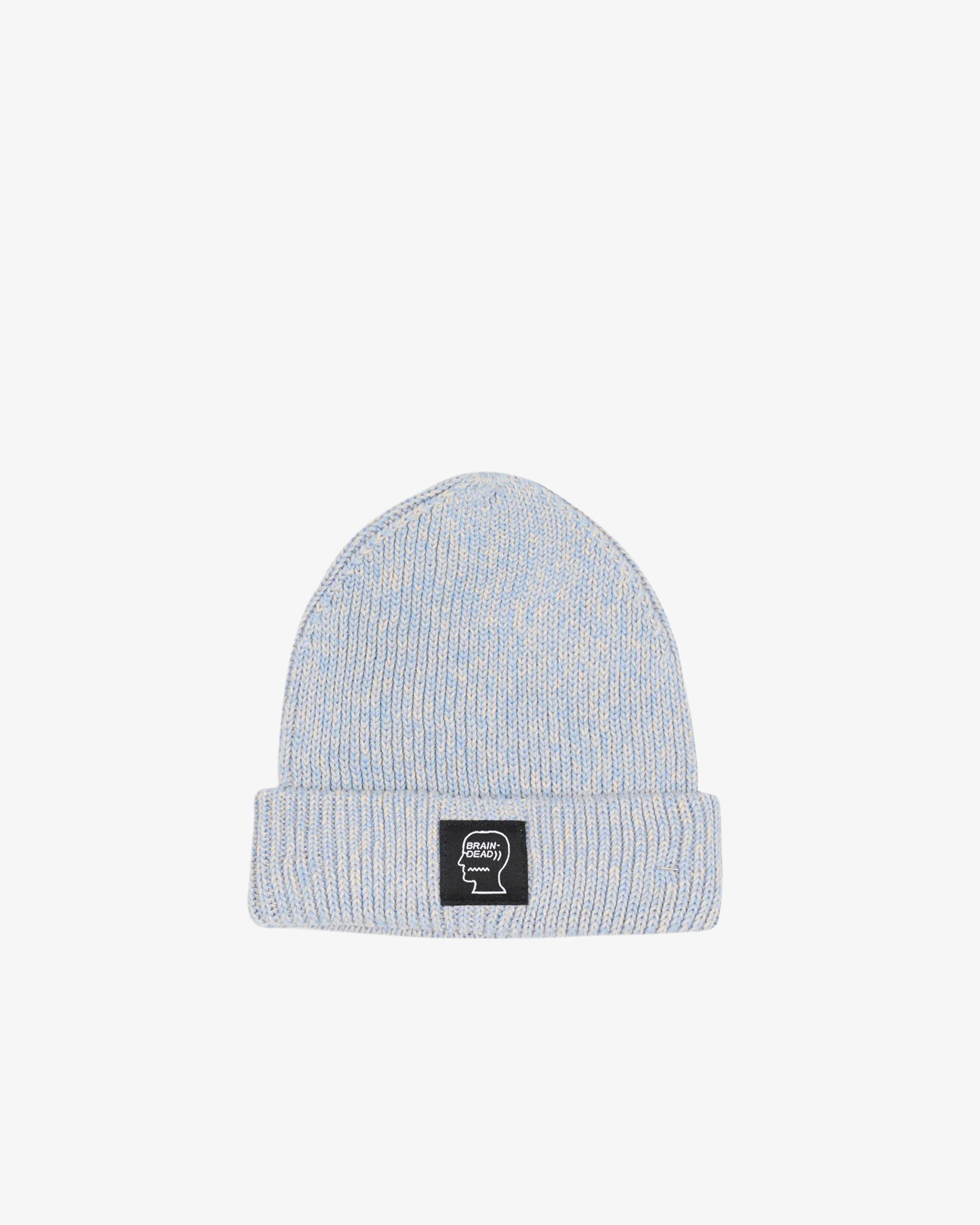 Brain Dead - Men's Marled Cotton Logohead Beanie - (Blue) view 1, Click to Zoom in
