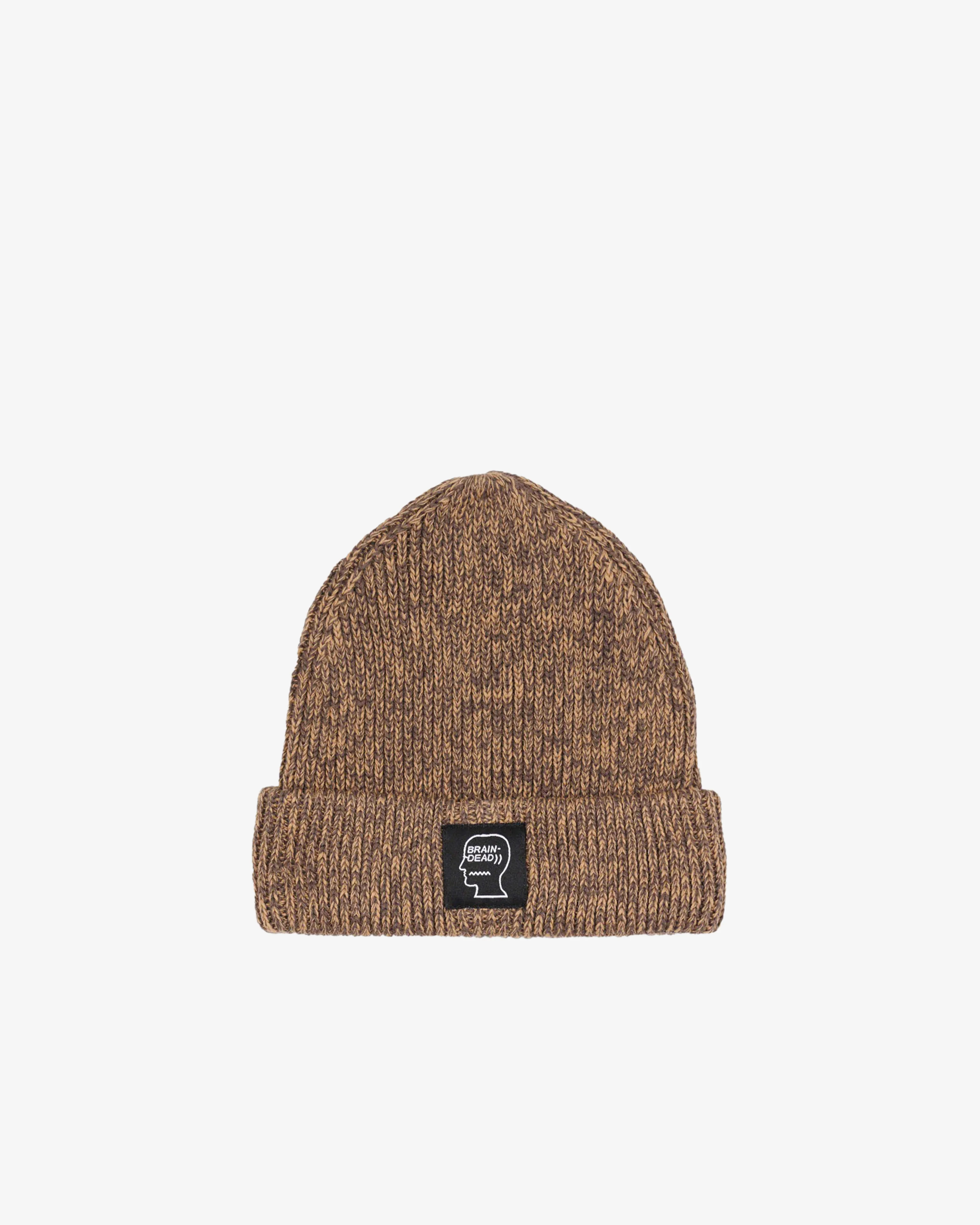 Brain Dead - Men's Marled Cotton Logohead Beanie - (Brown) view 1, Click to Zoom in