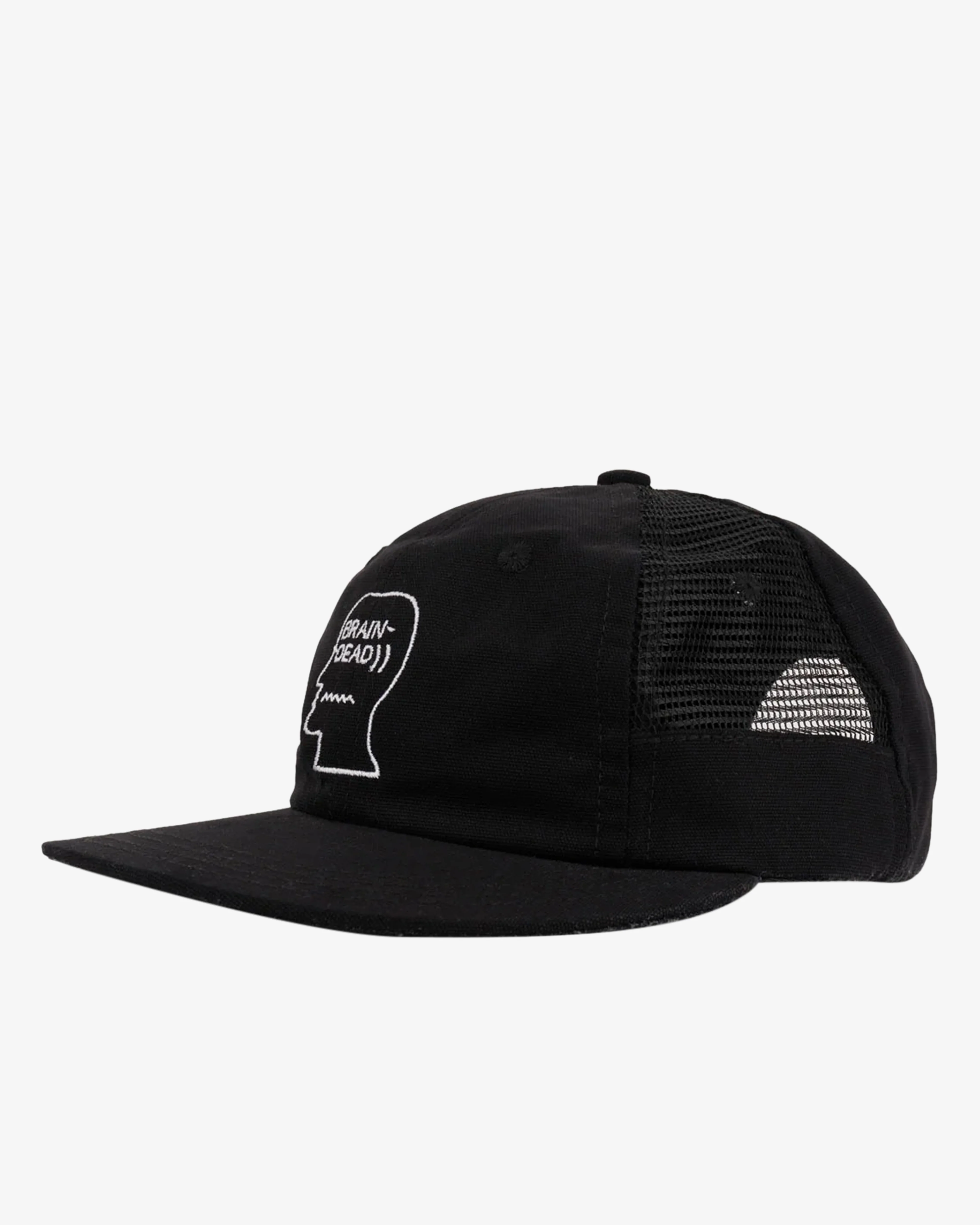Brain Dead - Men's Mesh Panel Logohead Engineer Hat - (Black) view 2, Click to Zoom in