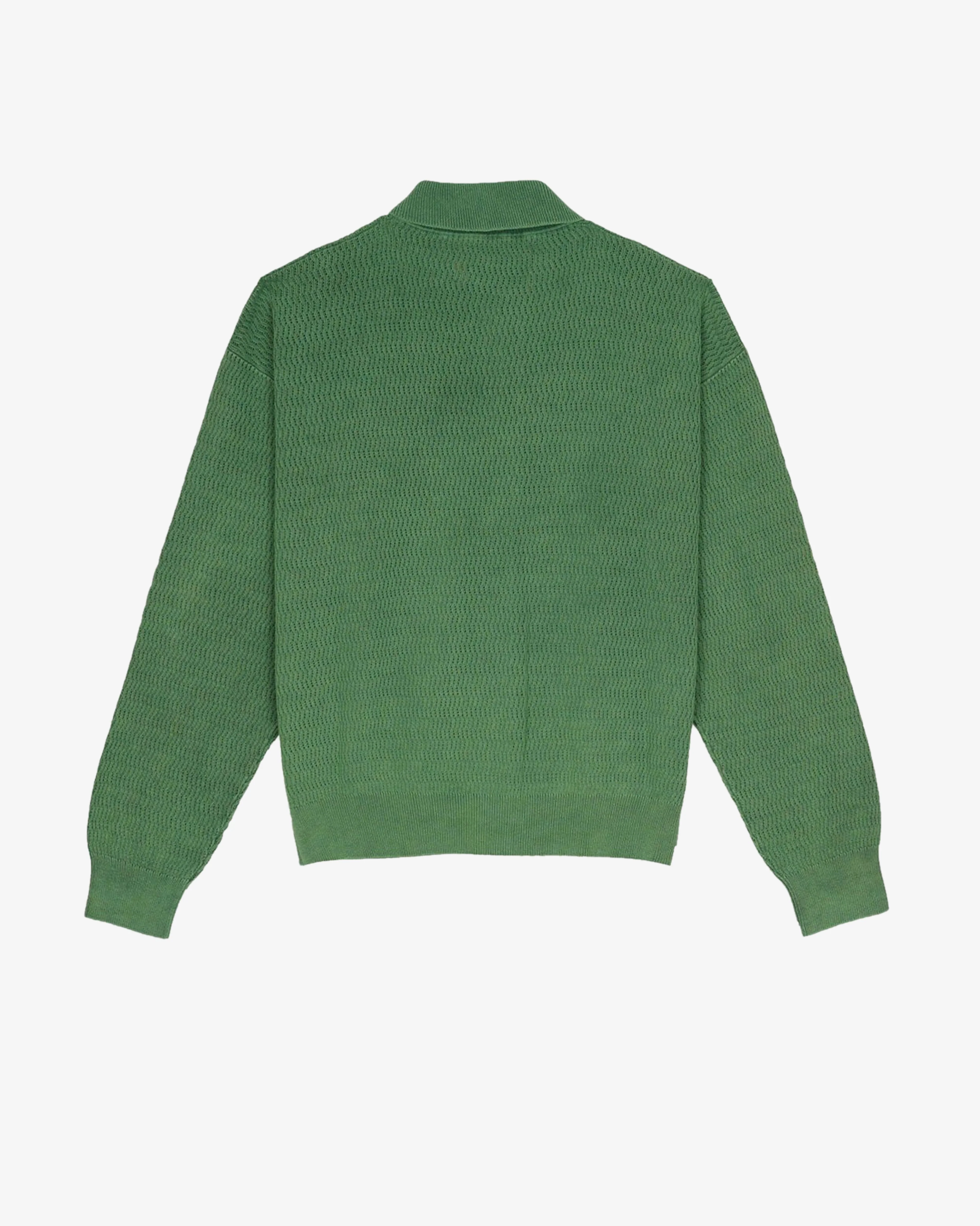 Brain Dead - Men's Pigment Dyed Long Sleeve Polo Sweater - (Green)
