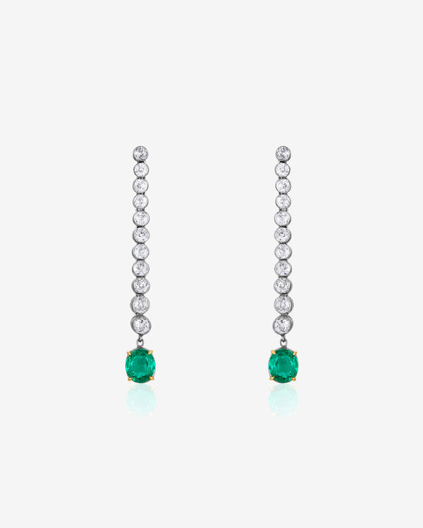 Mindi Mond - Women
s Detachable Colombian Emerald 
Old European Line Earrings - (Yellow Gold)