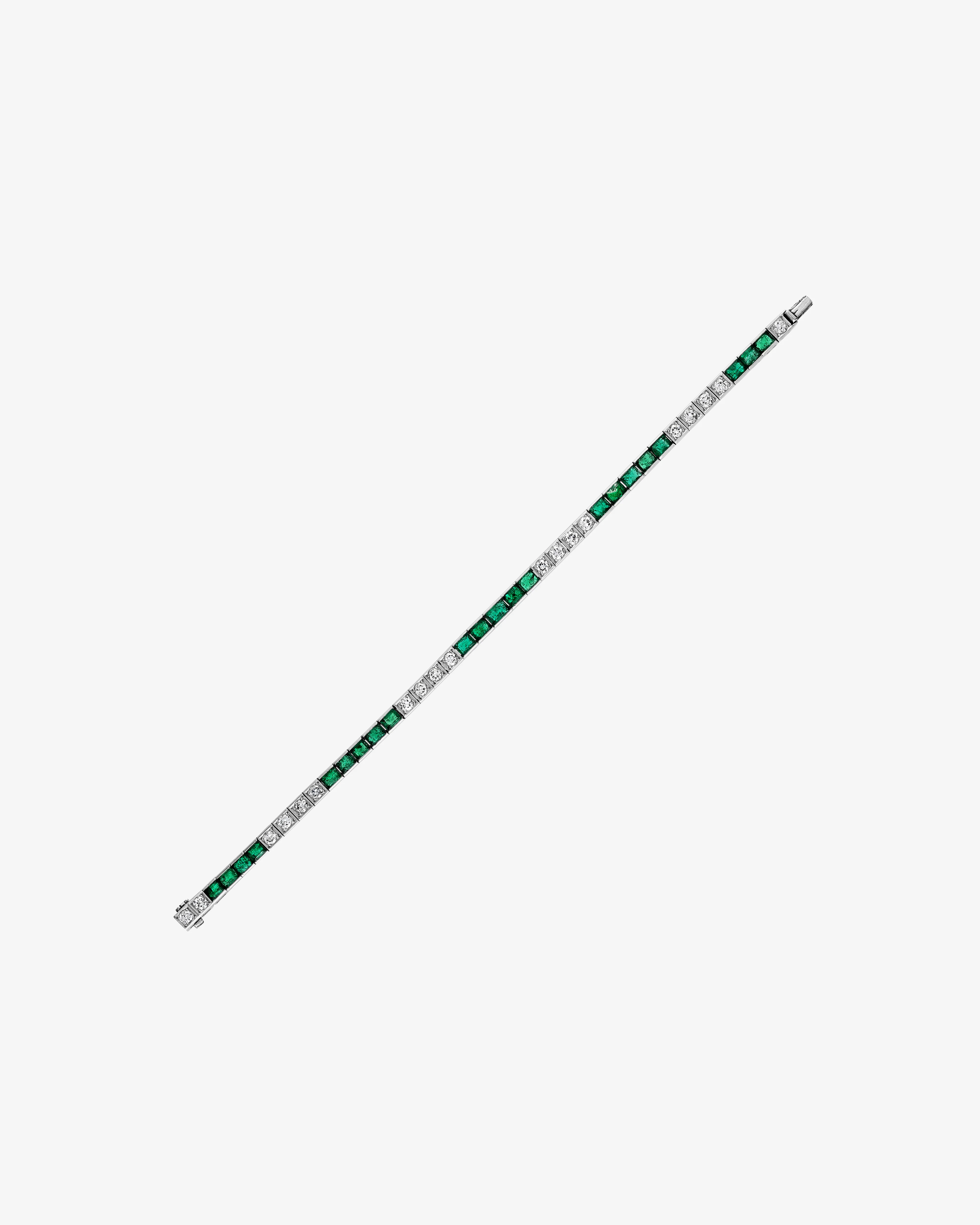 Mindi Mond - Women's Art Deco Colombian Emerald and Diamond Line Bracelet - (Green)