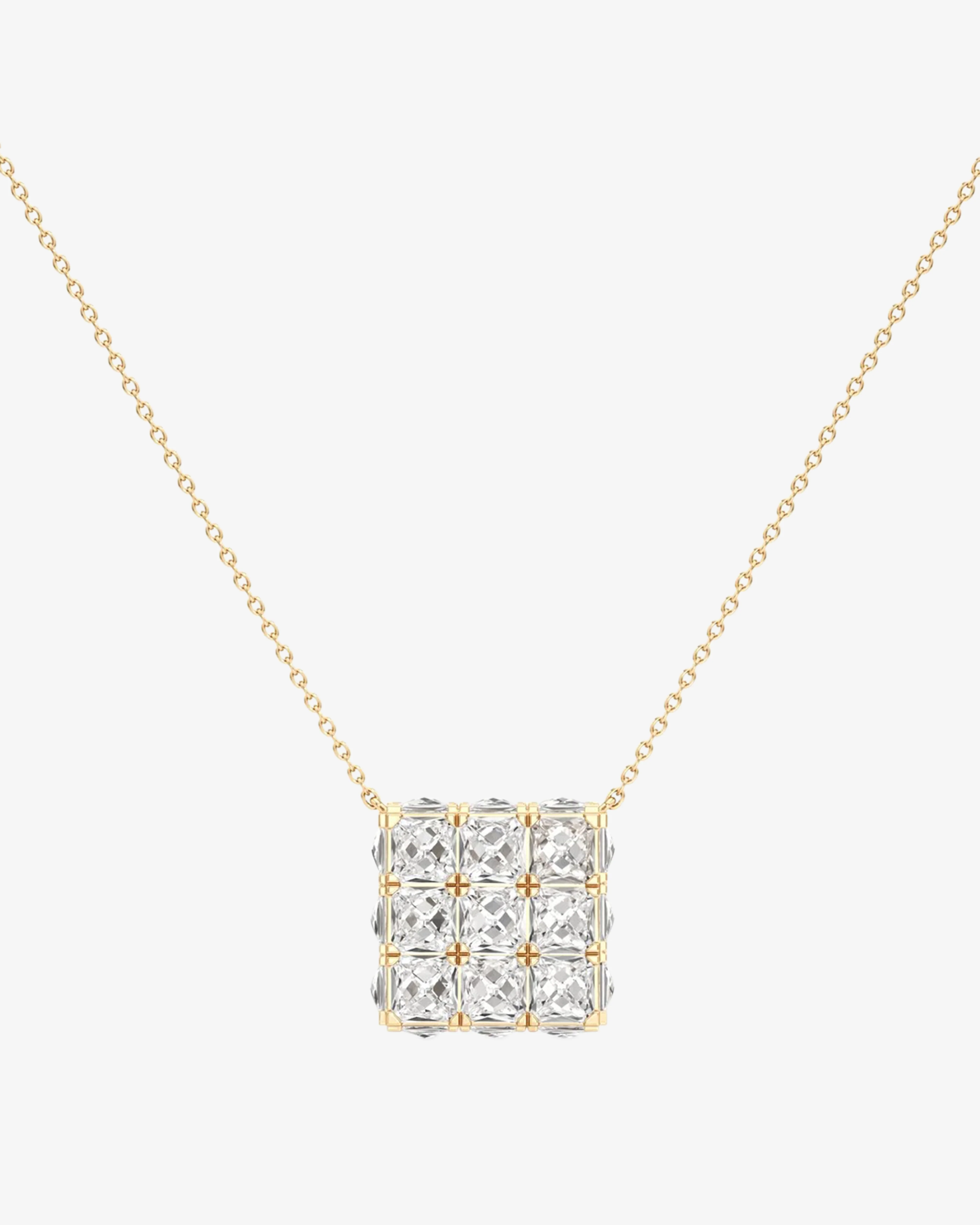 Unsaid - Women's Armor Cube Diamond Pendant Necklace - (Yellow Gold)