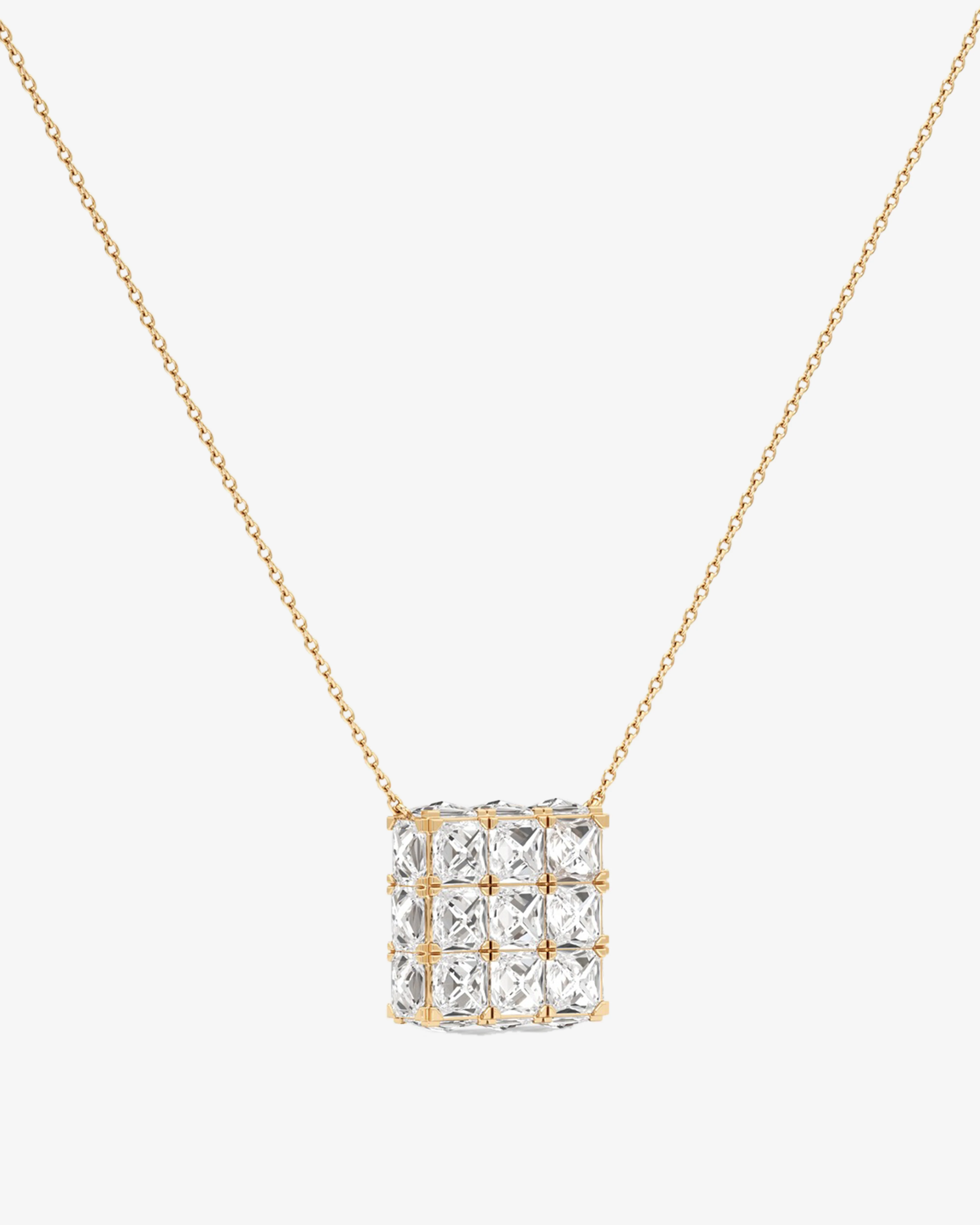 Unsaid - Women's Armor Cube Diamond Pendant Necklace - (Yellow Gold)