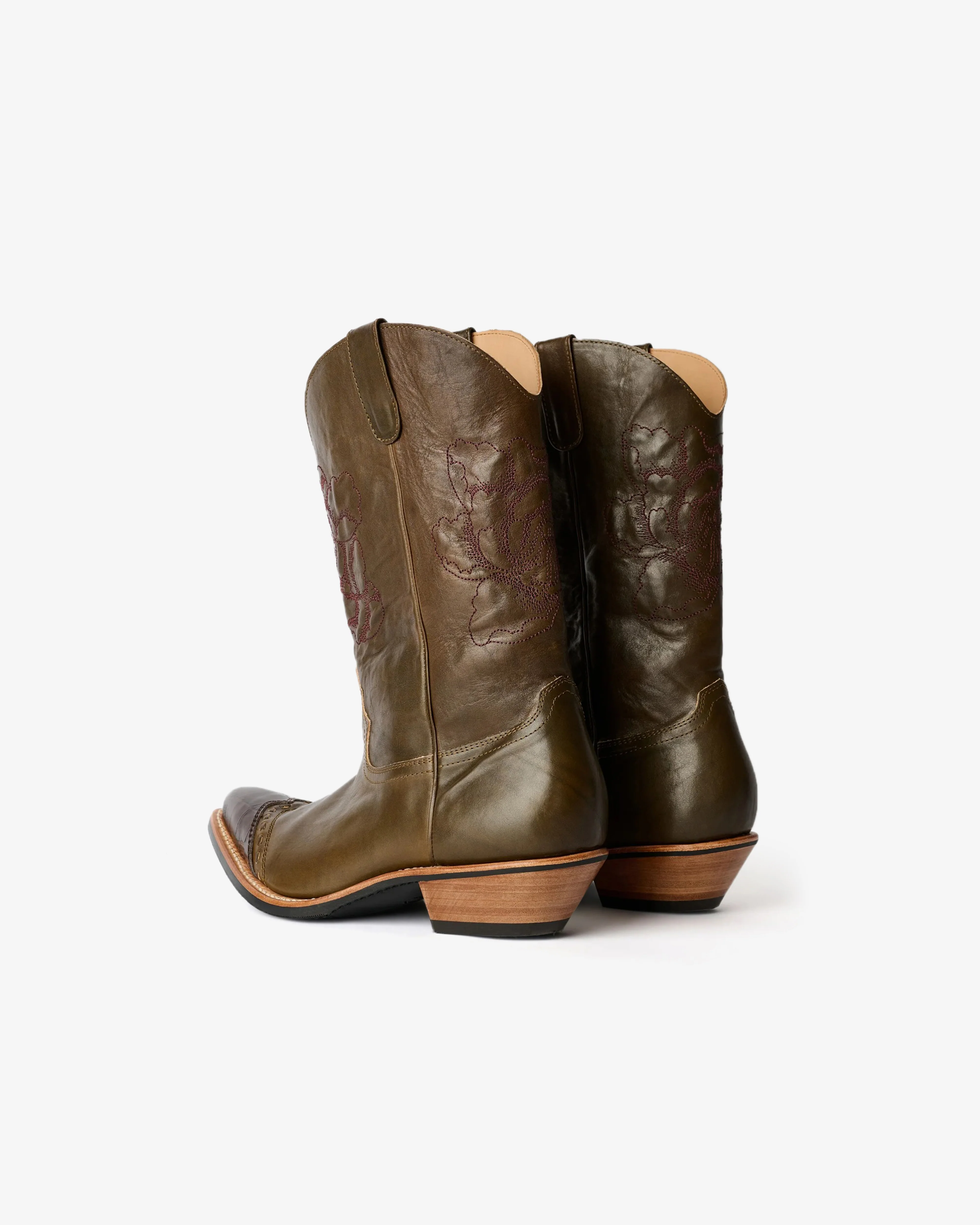 Our Legacy - Men's Floral Consultant Boot - (True Dye Olive Leather)