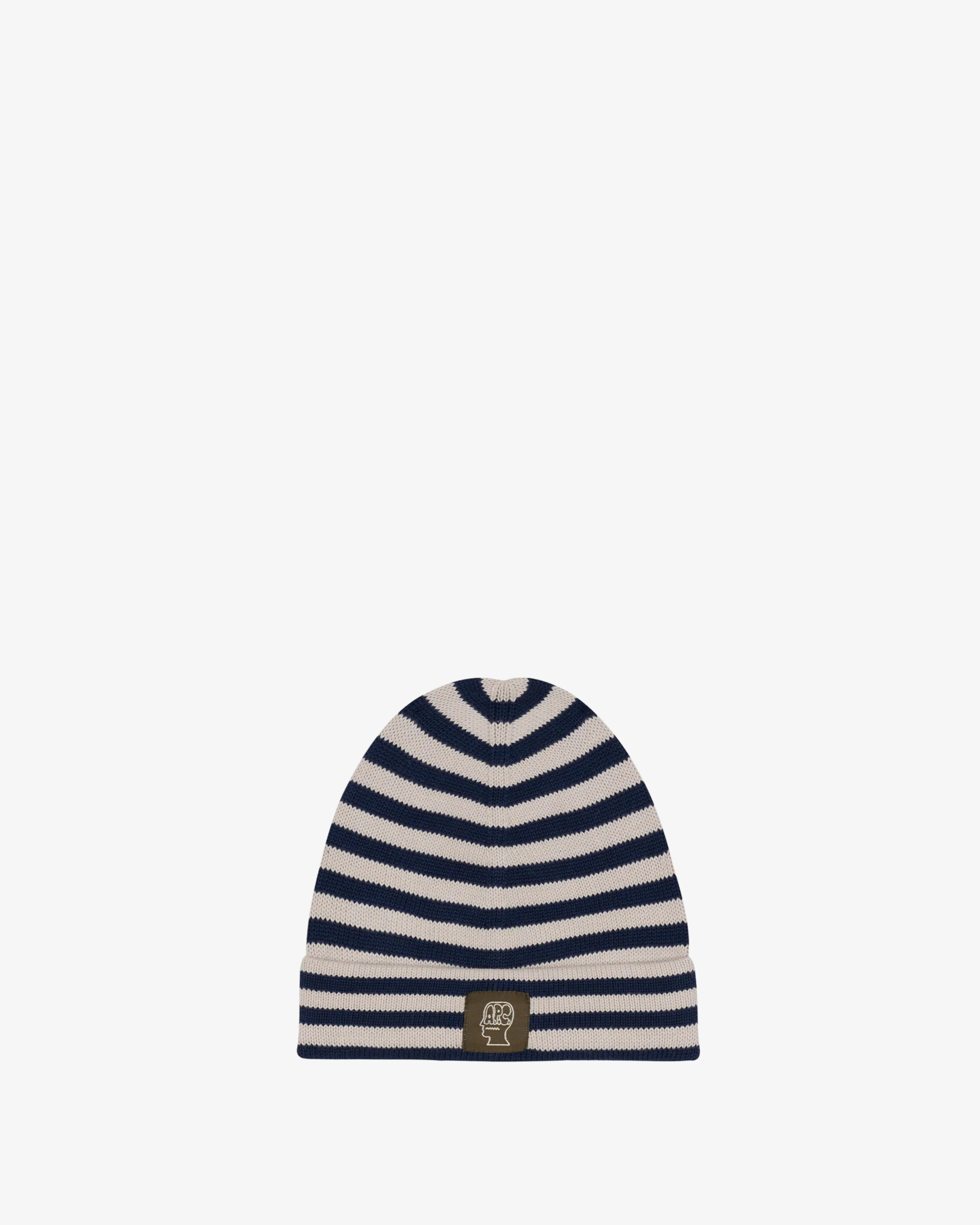 Brain Dead - Men's APC Striped Cotton Beanie - (Navy) view 1, Click to Zoom in