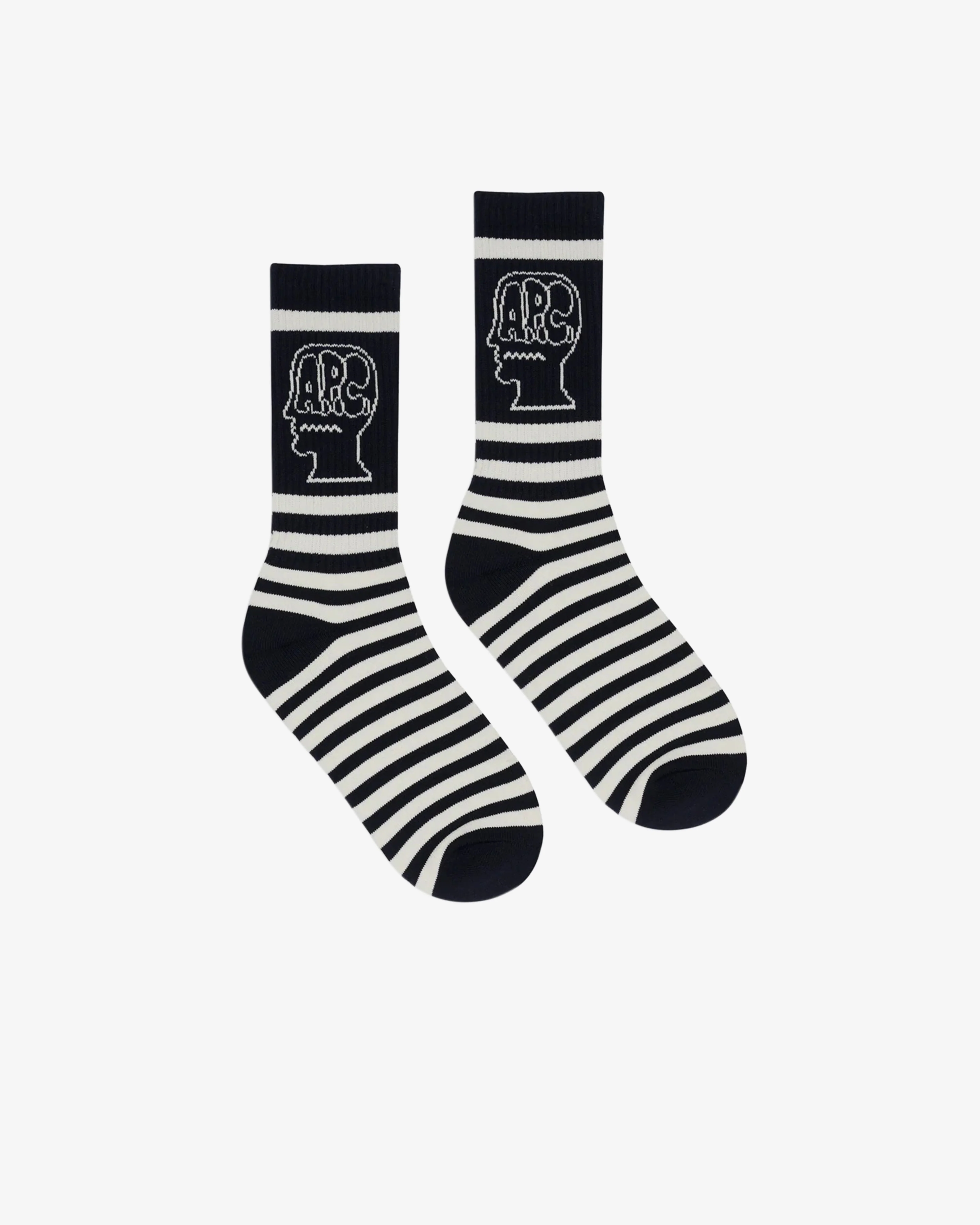 Brain Dead - Men's A.P.C. Striped Socks - (Navy)