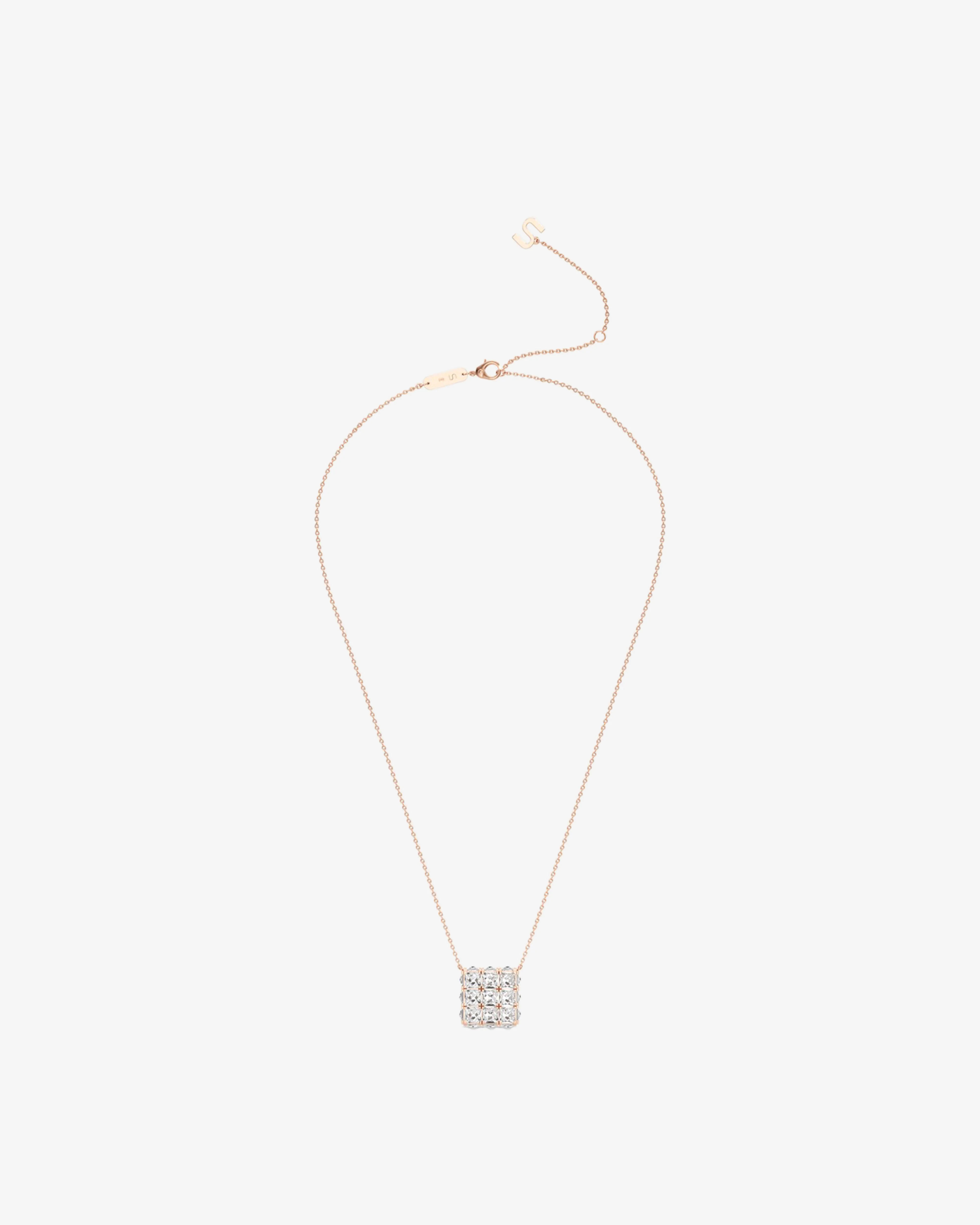 Unsaid - Women's Armor Cube Diamond Pendant Necklace - (Yellow Gold)