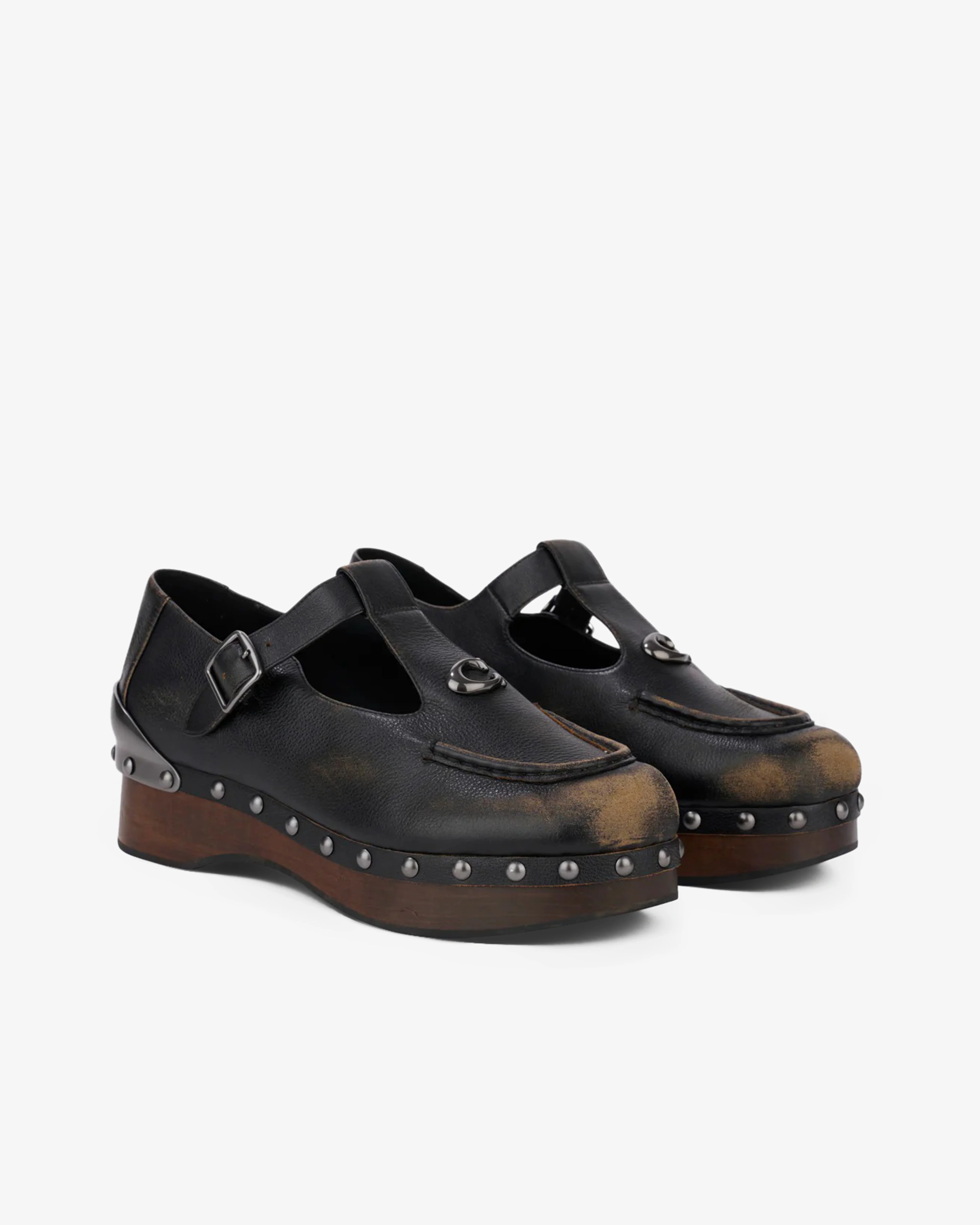 Brain Dead - Women's Coach Leather Wooden Mary Jane - (Black)