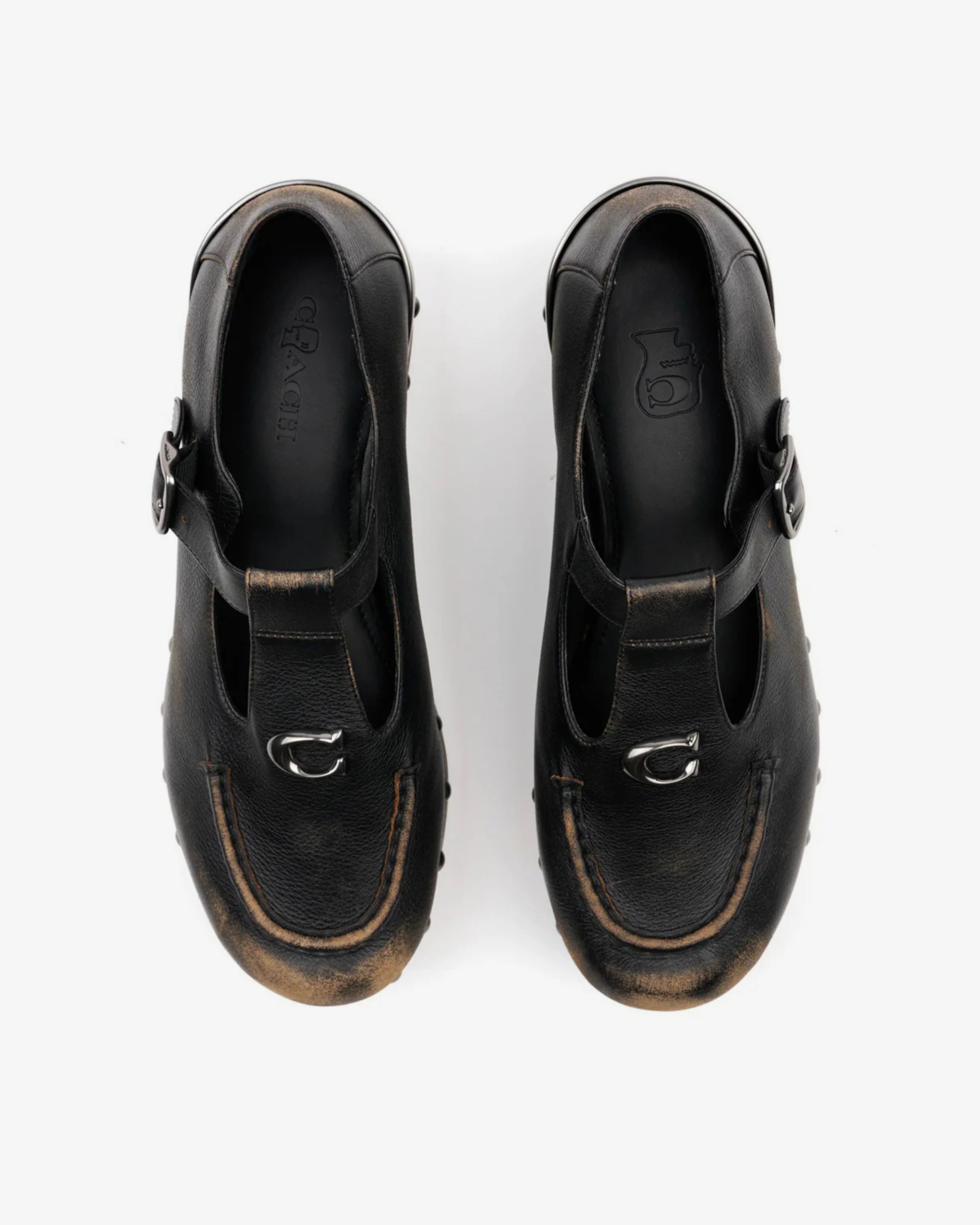 Brain Dead - Women's Coach Leather Wooden Mary Jane - (Black)