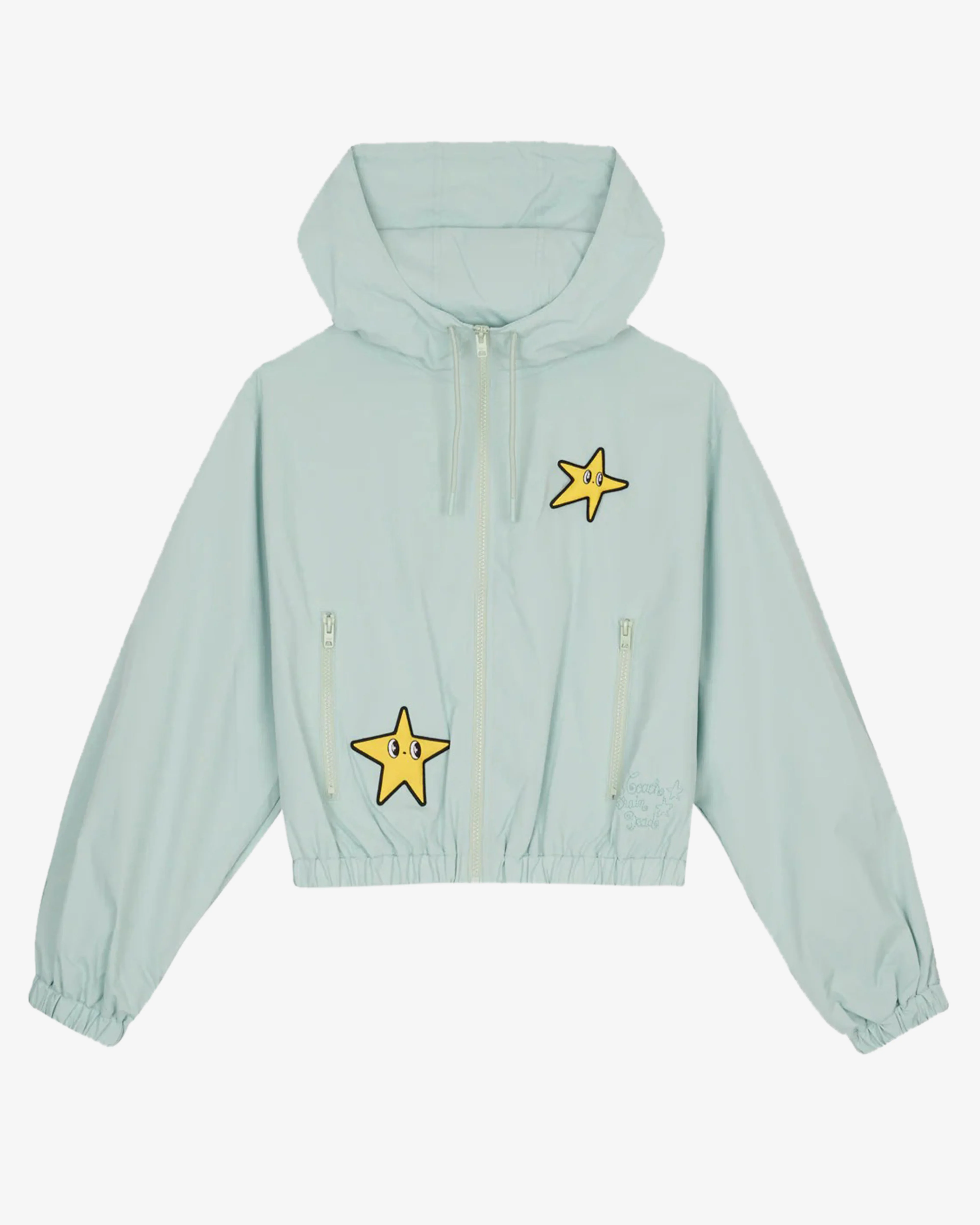 Brain Dead - Women's Coach Cropped Star Windbreaker - (Light Green) view 1, Click to Zoom in