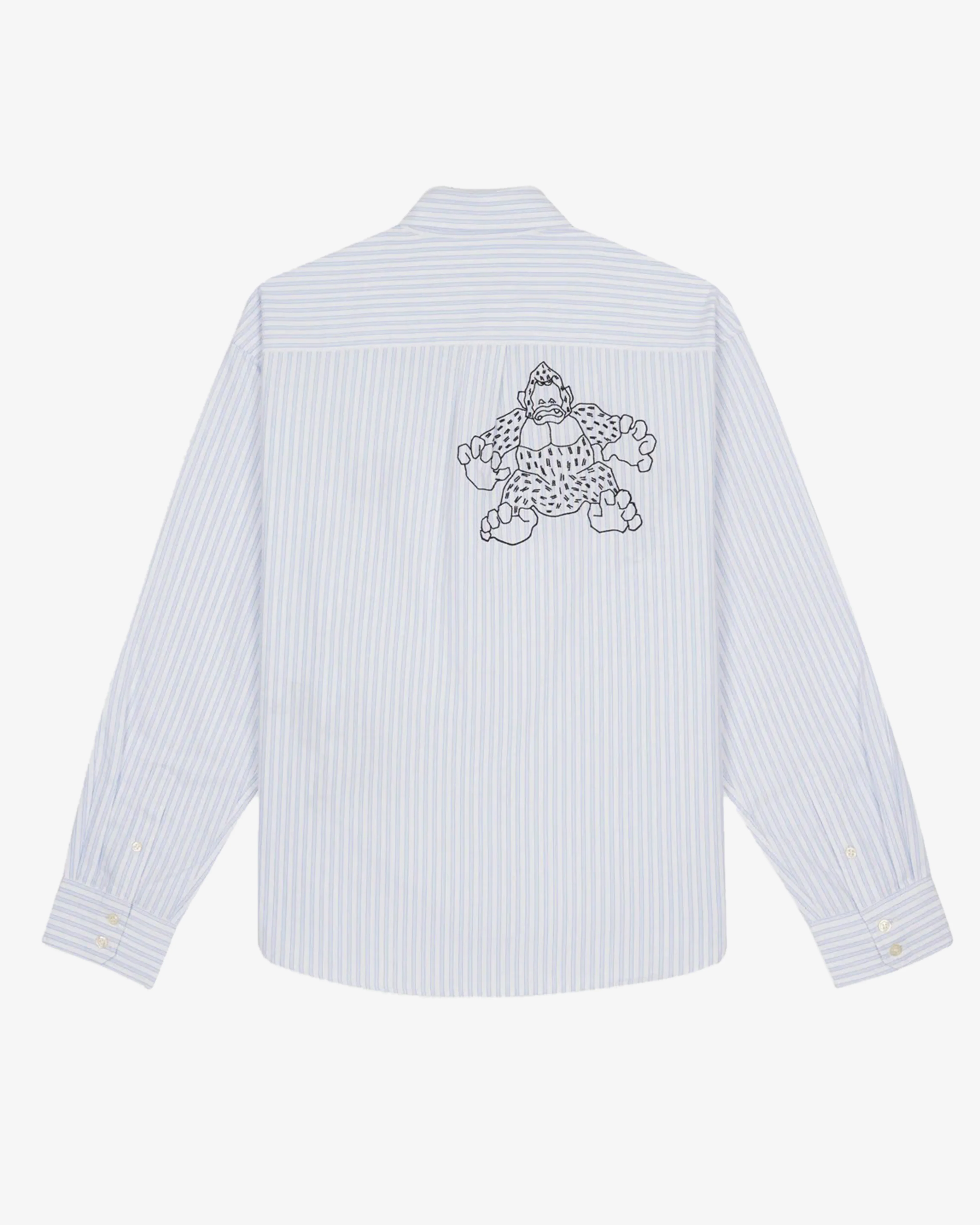 Brain Dead - Men's Coach Long Sleeve Button Up Shirt - (Blue Stripe)