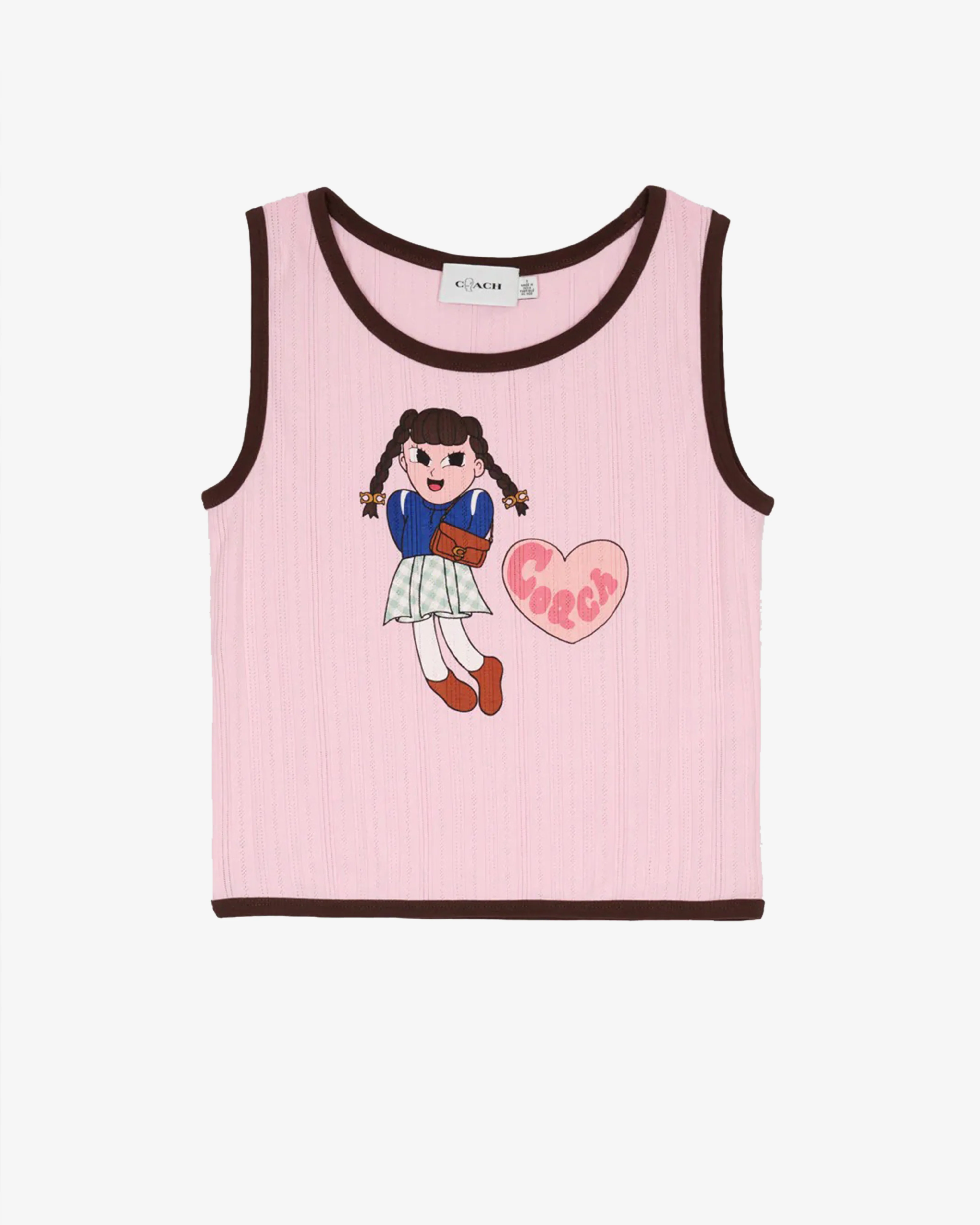 Brain Dead - Women's Coach Pointelle  Graphic Tank Top - (Pink) view 1, Click to Zoom in