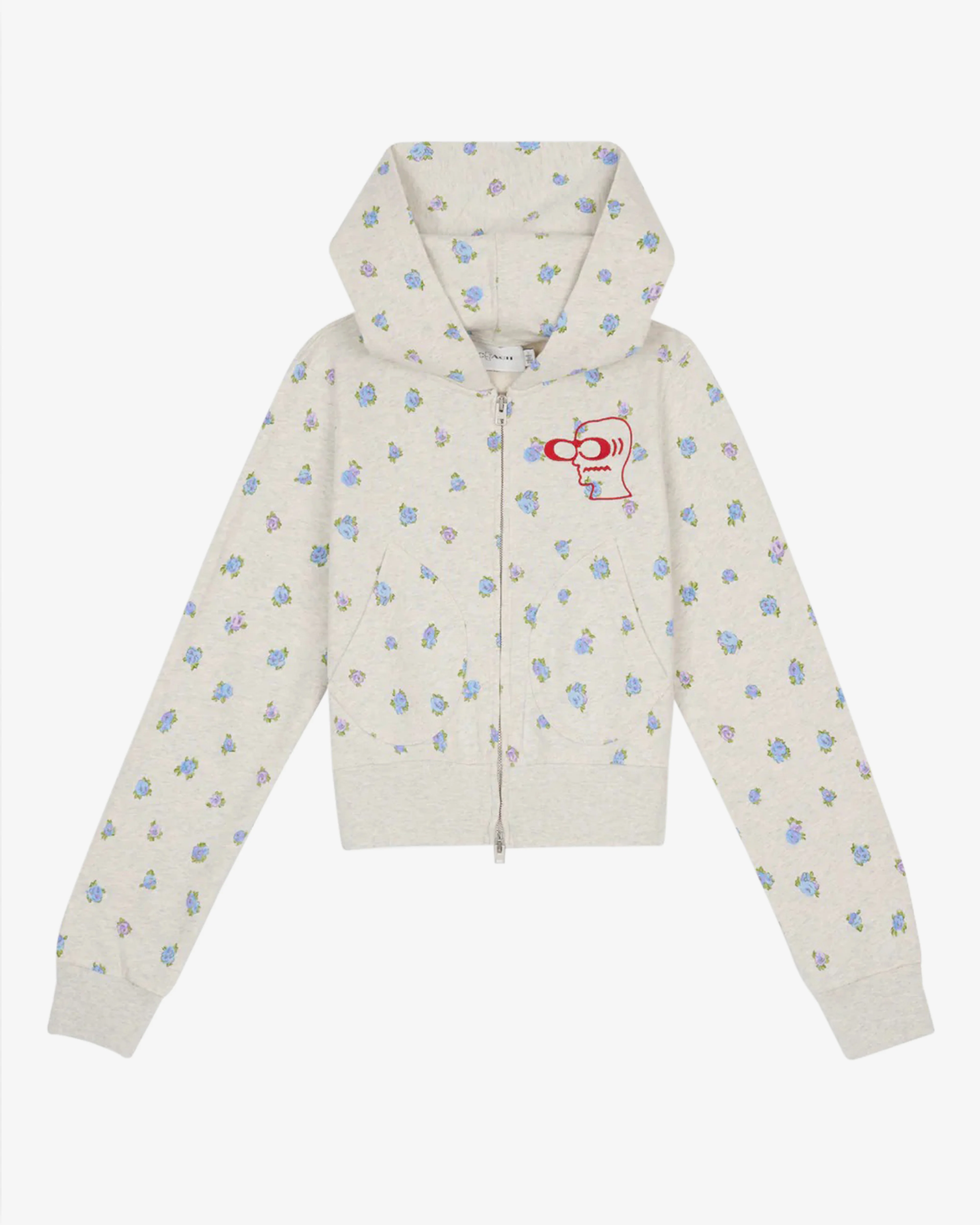Brain Dead - Women's Coach Shrunken Floral Print Hoodie - (Heather Grey) view 1, Click to Zoom in
