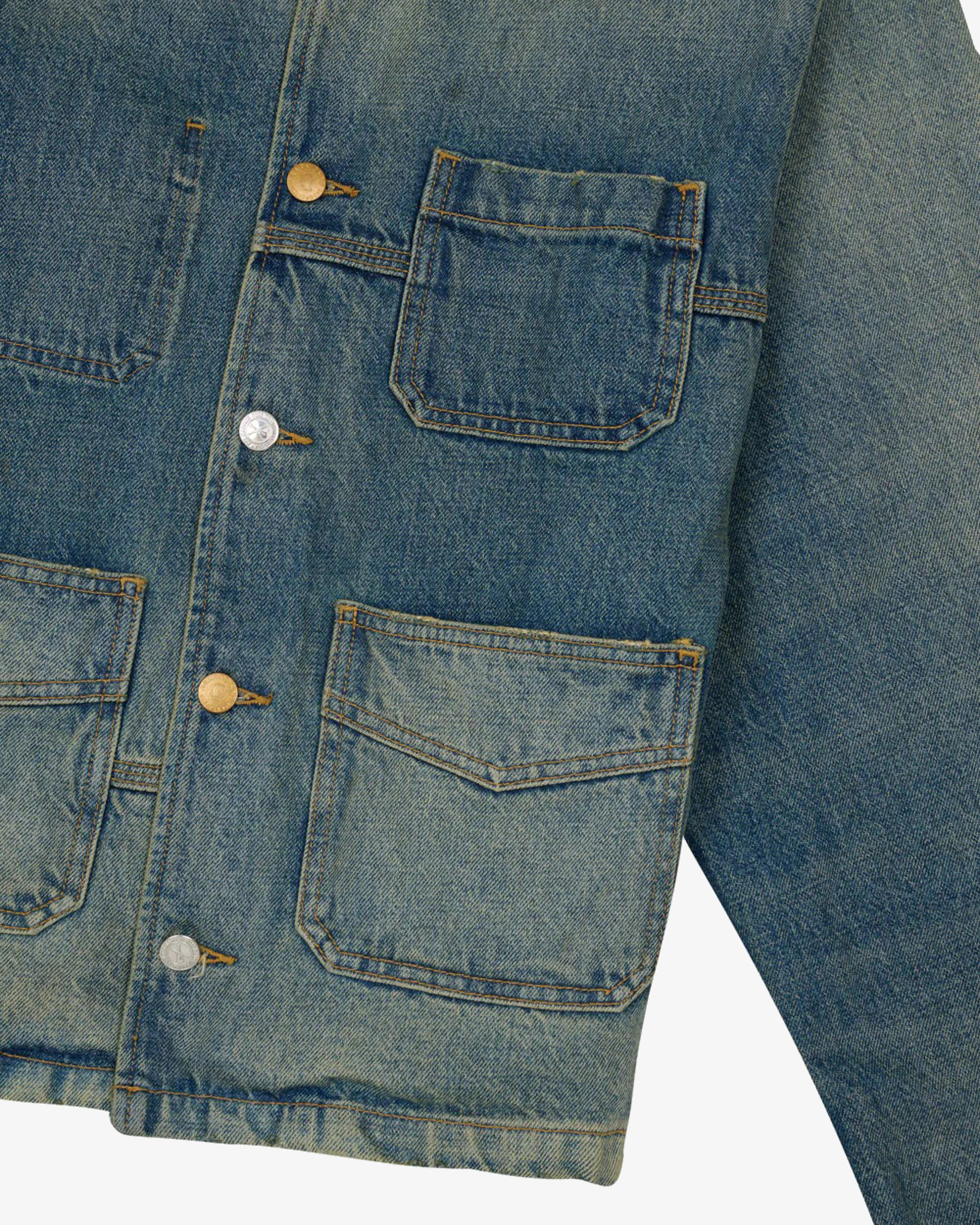Brain Dead - Men's APC Selvedge Chore Jacket - (Washed Indigo) view 2, Click to Zoom in