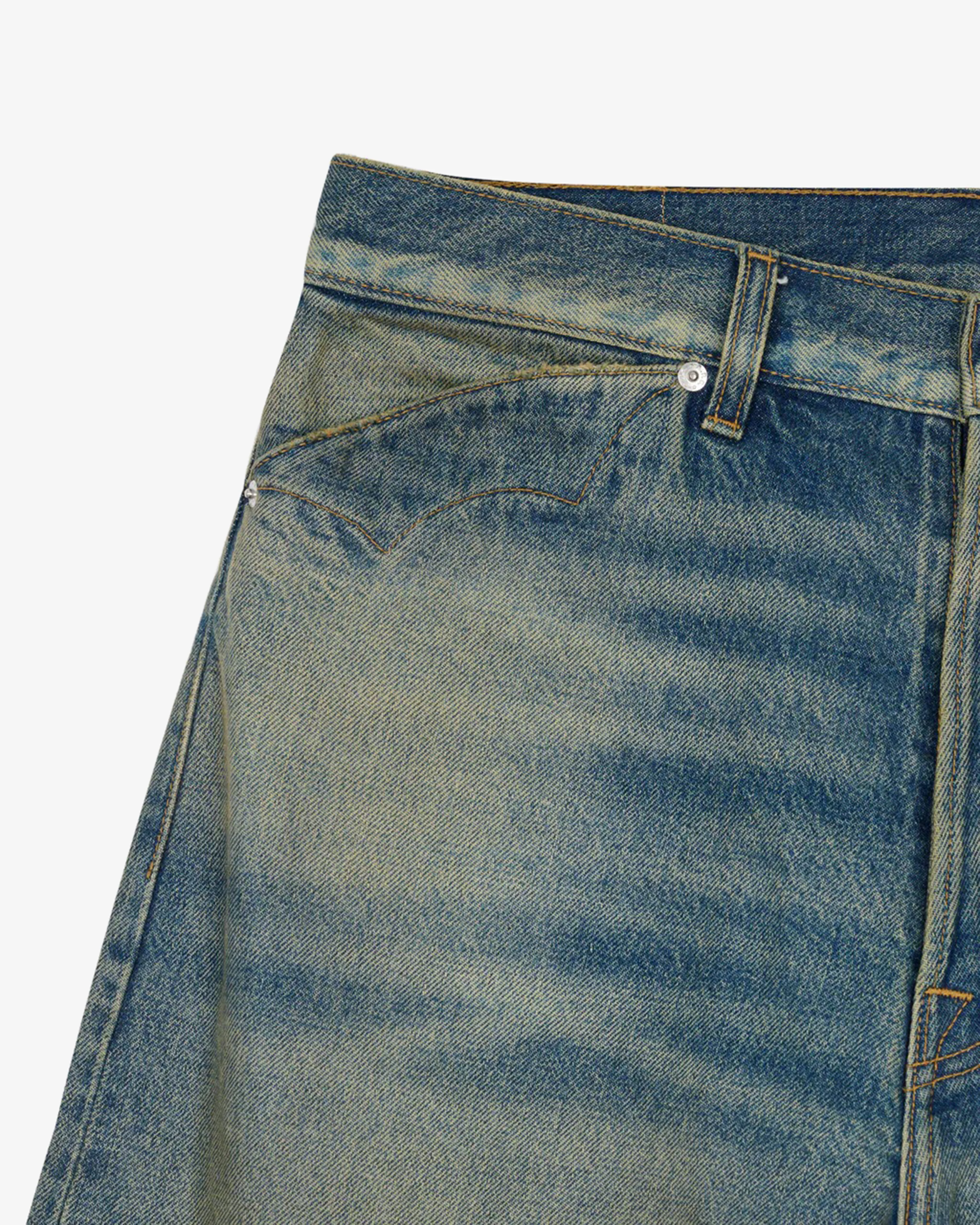 Brain Dead - Men's APC Type 00 Selvedge Denim Pant - (Washed Indigo) view 2, Click to Zoom in