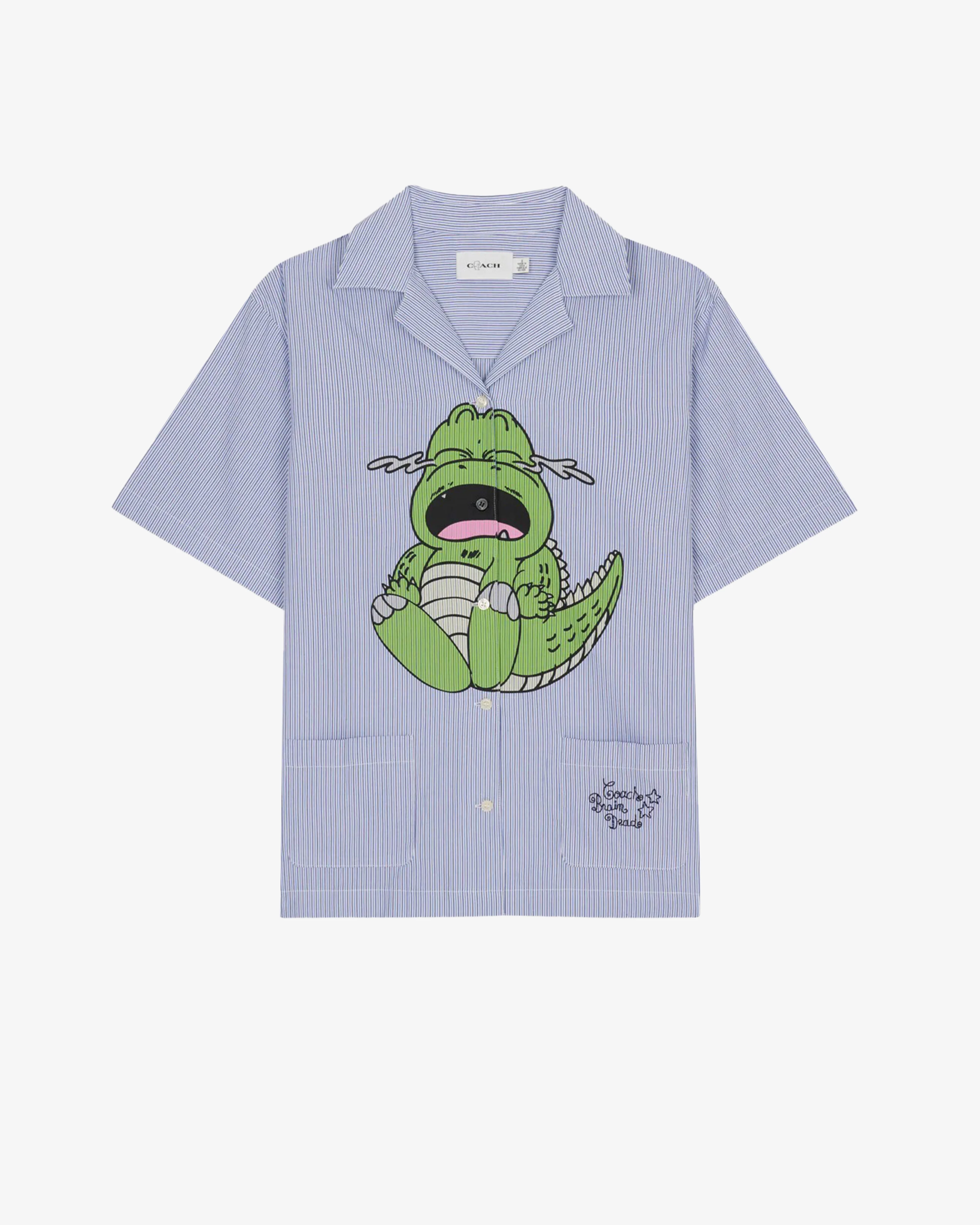 Brain Dead - Women's Darby Dino Short Sleeve Button Up Shirt - (Light Blue) view 1, Click to Zoom in