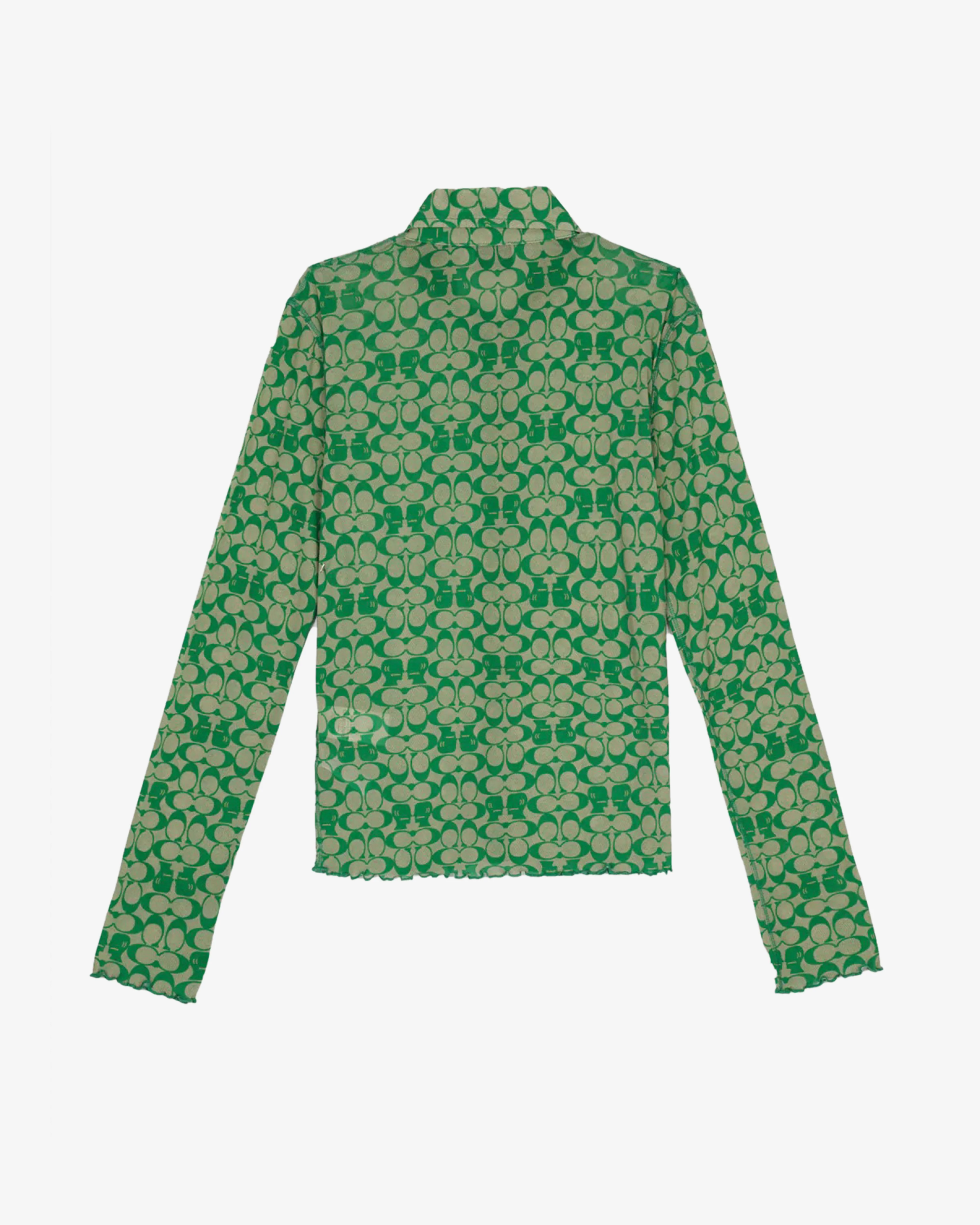 Brain Dead - Women's Coach Printed Mesh Button Up Shirt - (Dark Green)