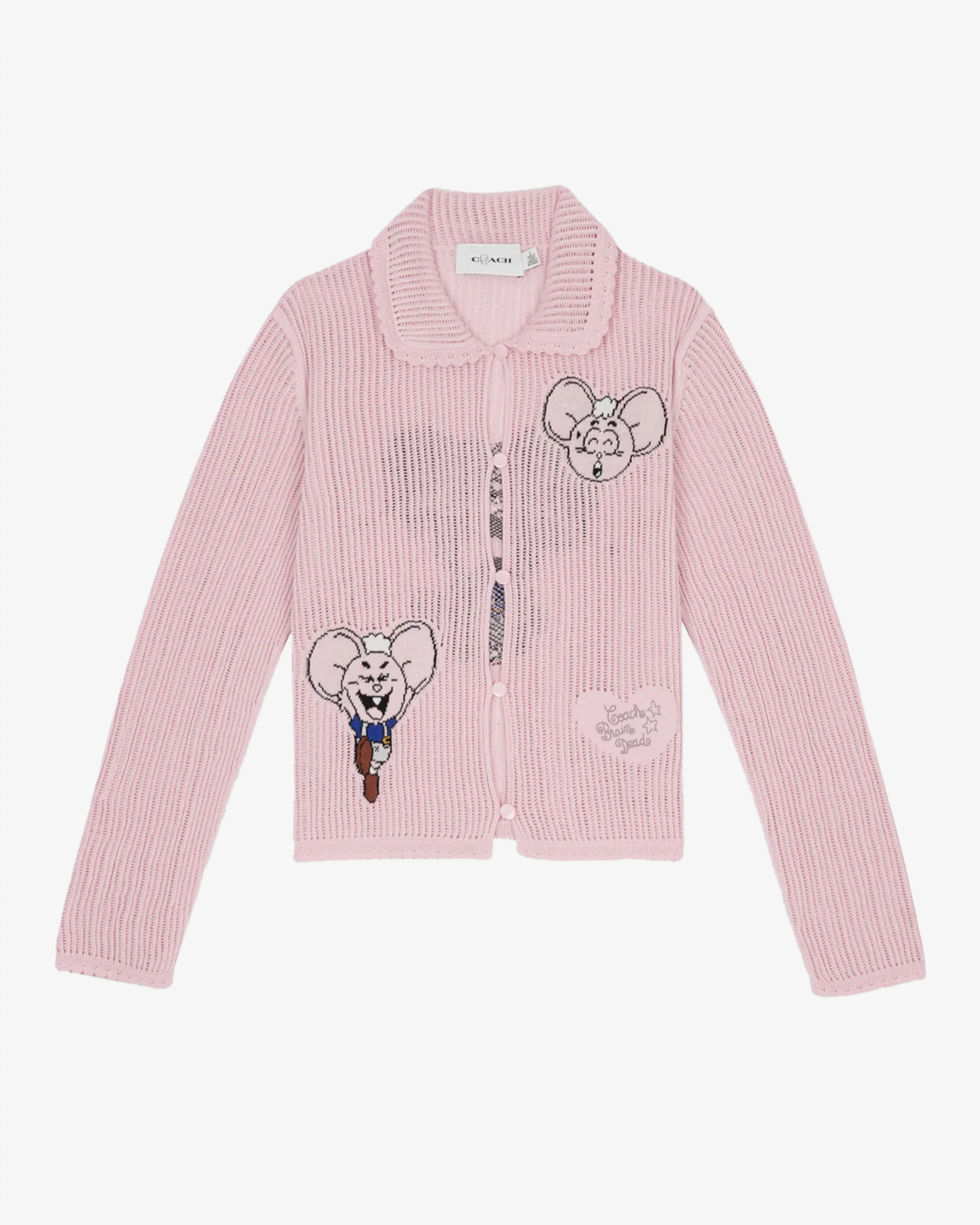 Brain Dead - Women's Coach Intarsia Kachi Mouse Knit Cardigan - (Pink)