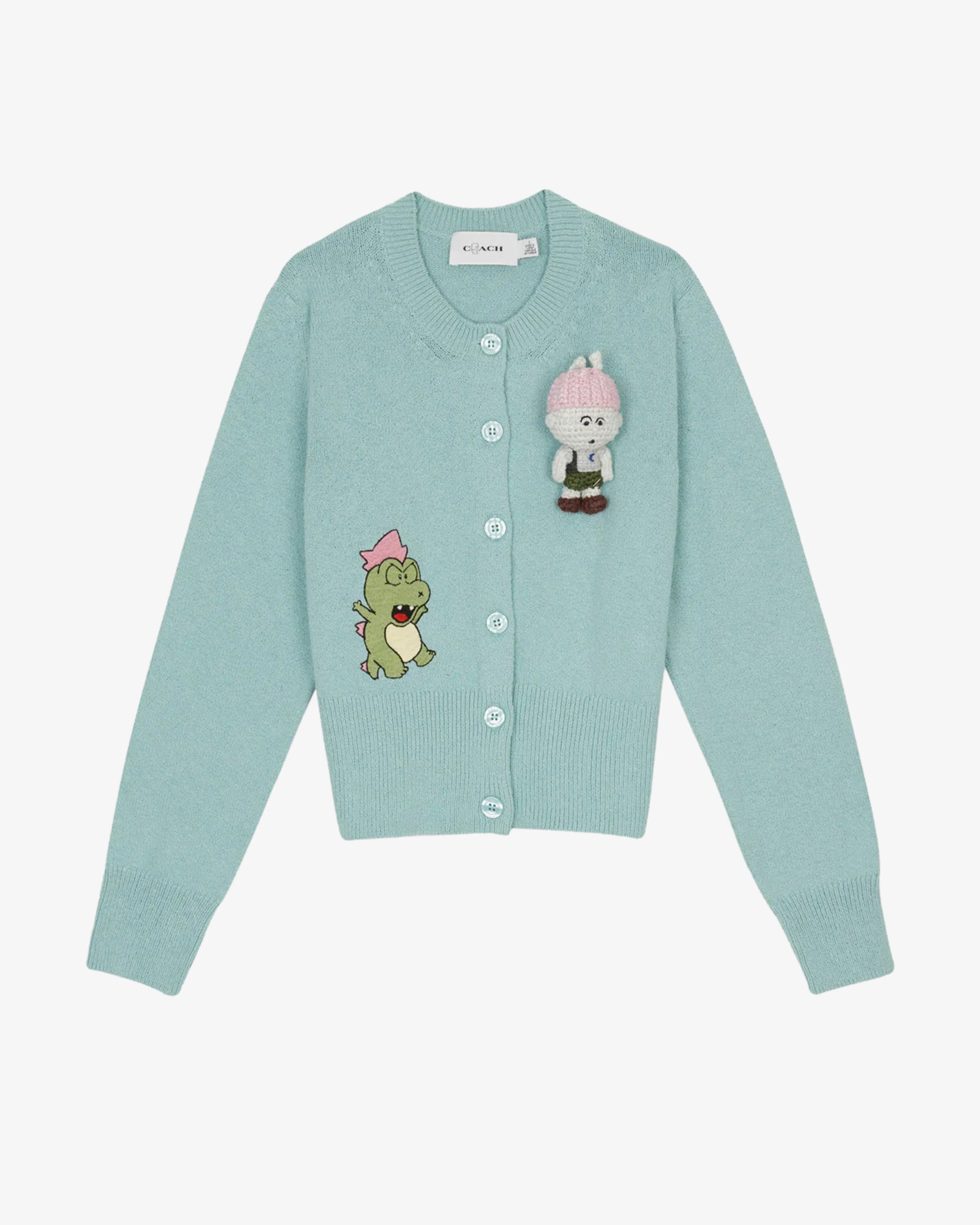 Brain Dead - Women's Coach Plush Character Cardigan - (Light Green)