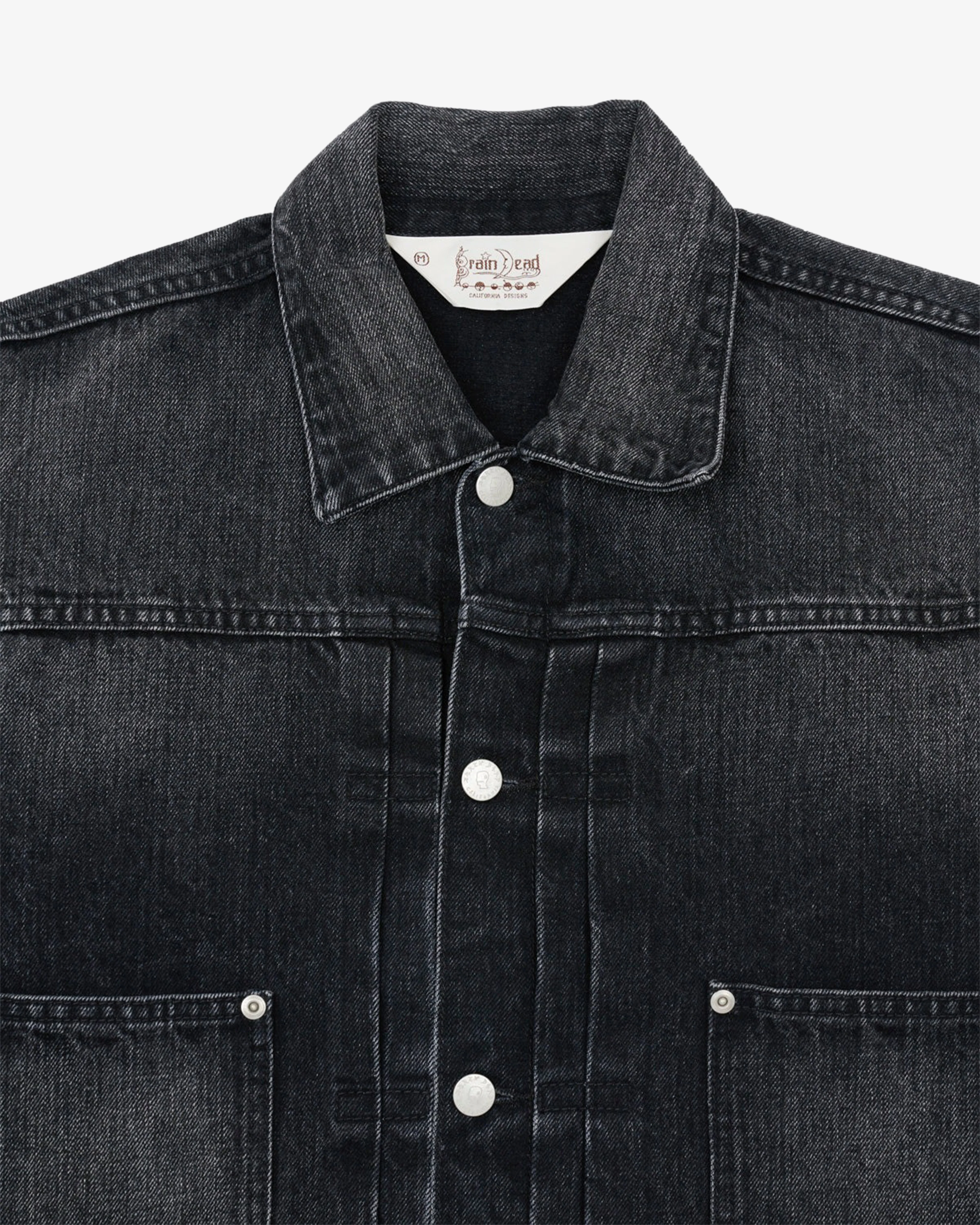 Brain Dead - Men's 13.2oz Selvedge Denim Trucker Jacket - (Washed Black)
