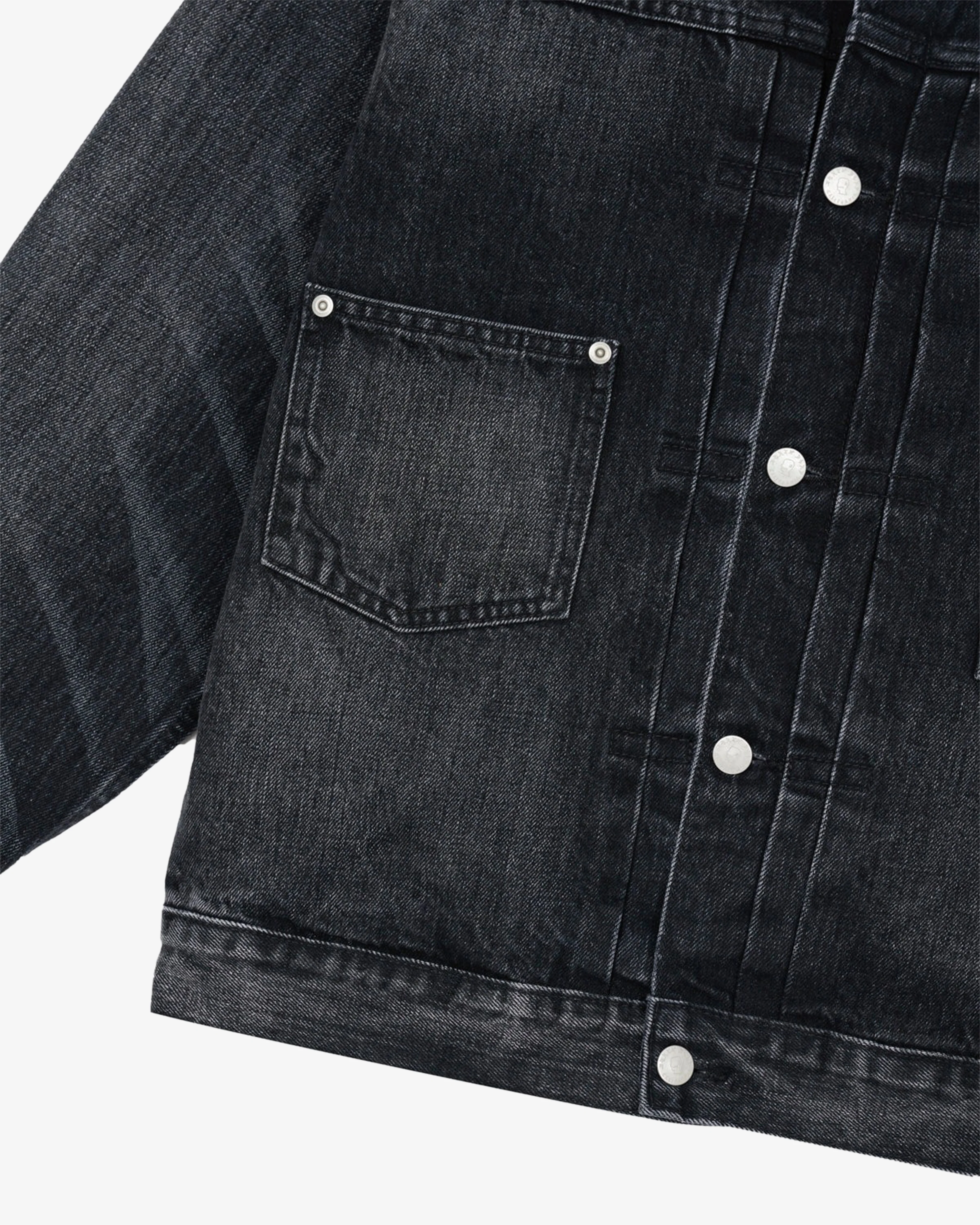 Brain Dead - Men's 13.2oz Selvedge Denim Trucker Jacket - (Washed Black)