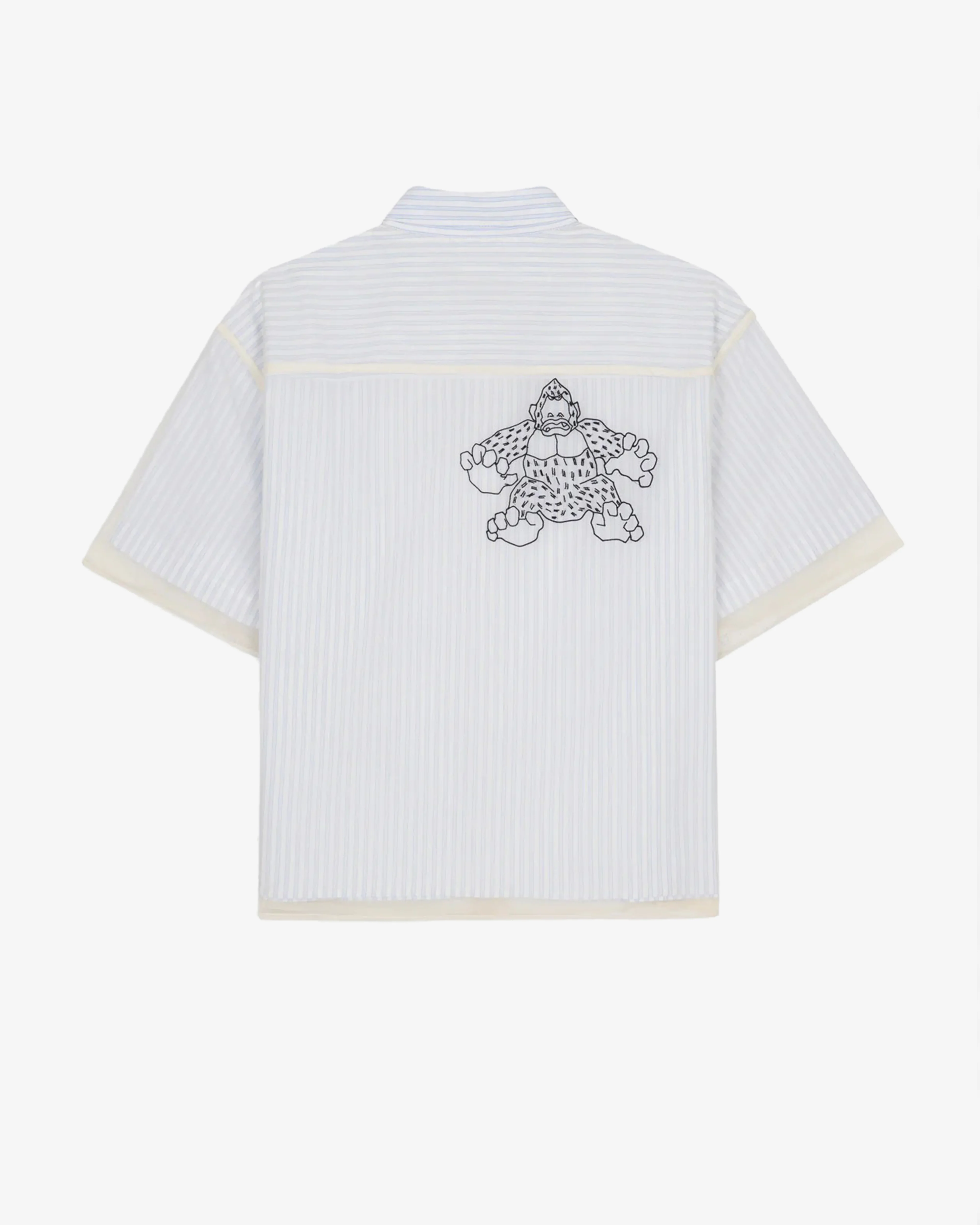 Brain Dead - Men's Coach Embroidered Camp Shirt - (Blue Stripe)