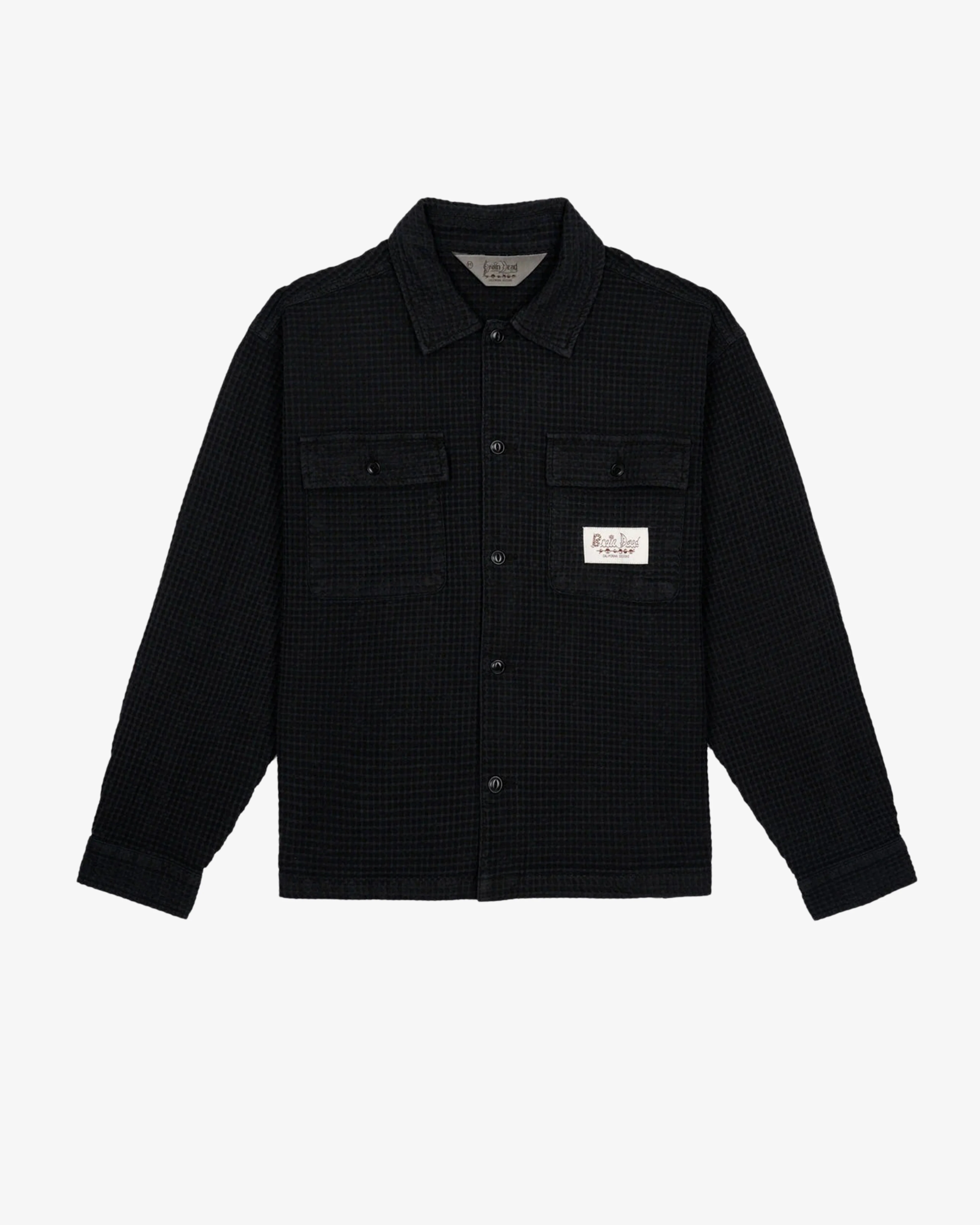 Brain Dead - Men's Waffle Button Front Shirt - (Black) view 1, Click to Zoom in